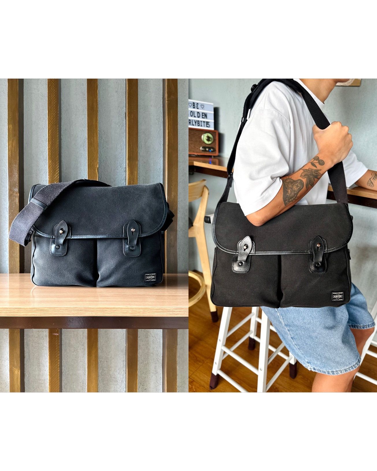 Nikon X Porter Canvas Leather Camera/shoulder Messenger Bag in Black, Men's