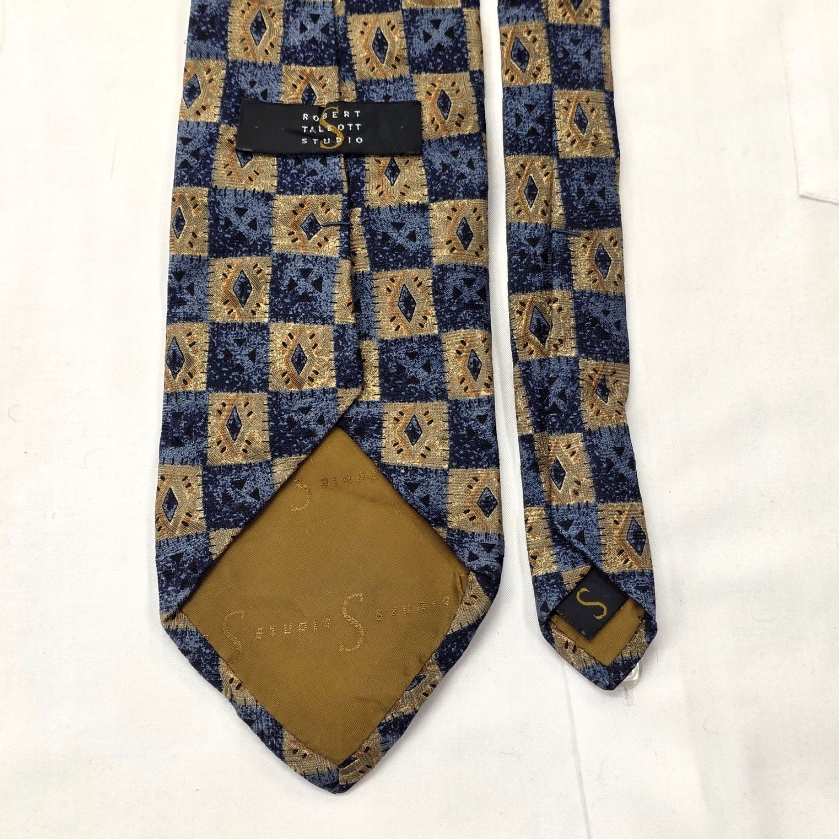Robert Talbott Robert Talbott Studio Necktie Mens Blue Geometric Silk Tie Designer USA Tooling? Size ONE SIZE - 4 Thumbnail
