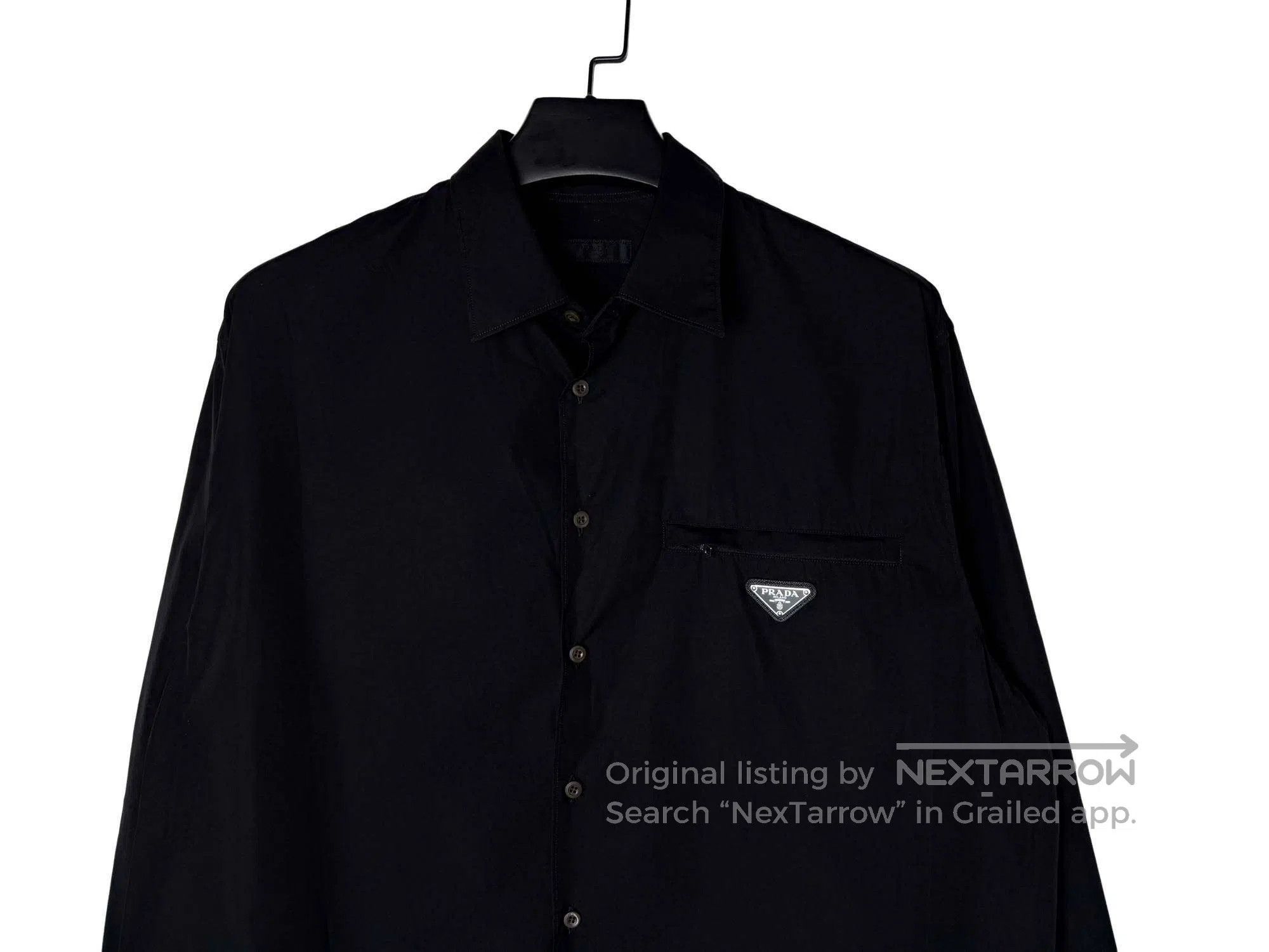 Prada Prada Triangle Logo Functional Pocket Long Sleeve Shirt Size US XL / EU 56 / 4 - 4 Thumbnail