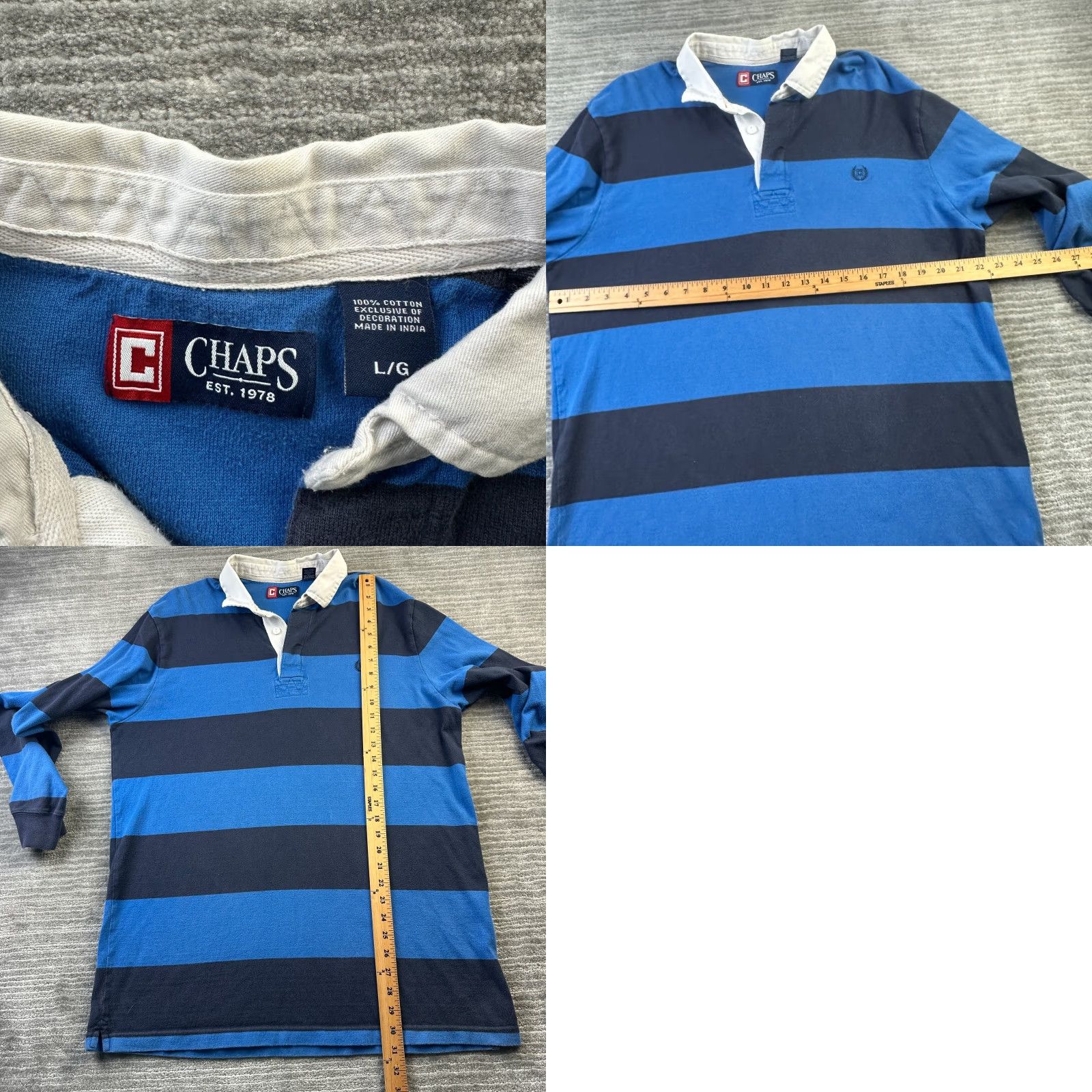 Chaps Chaps Rugby Shirt Mens Large Blue Orange Long Sleeve Polo Preppy Y2K Crest Size US XXL / EU 58 / 5 - 8 Thumbnail