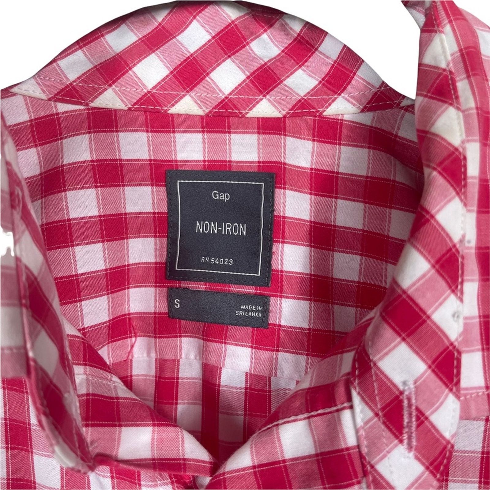 Gap Gap Gingham No Iron Button Long Sleeve Shirt Red White Small Size US S / EU 44-46 / 1 - 6 Thumbnail