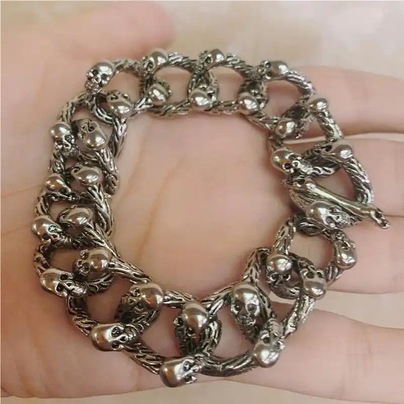 Jewelry 22cm Cuban Chain Rock Skull Link Bracelet Size ONE SIZE - 2 Thumbnail