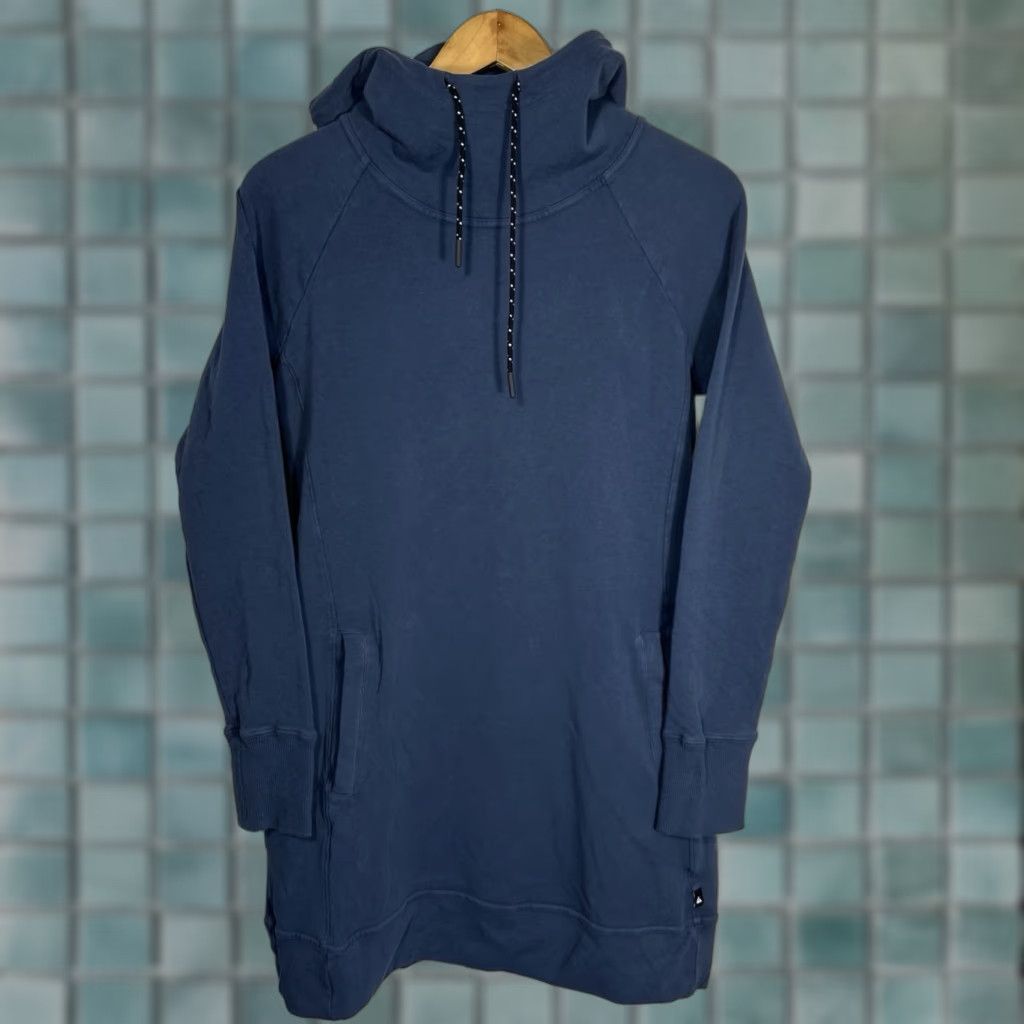 VINTAGE American Giant Hoodie Dress Womens S Blue Pockets Sweater Dress