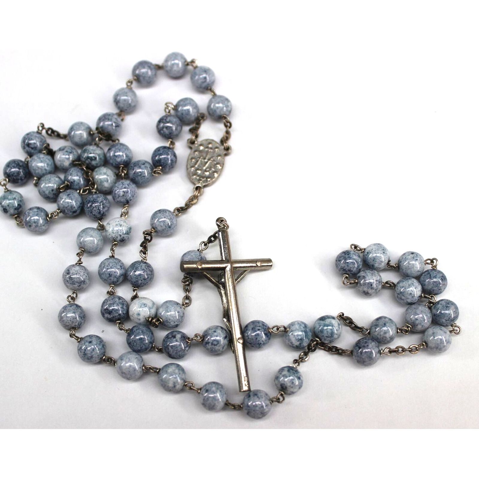 Other Pale Blue Lace Agate Catholic Crucifix 28" Necklace Rosary Size ONE SIZE - 2 Thumbnail
