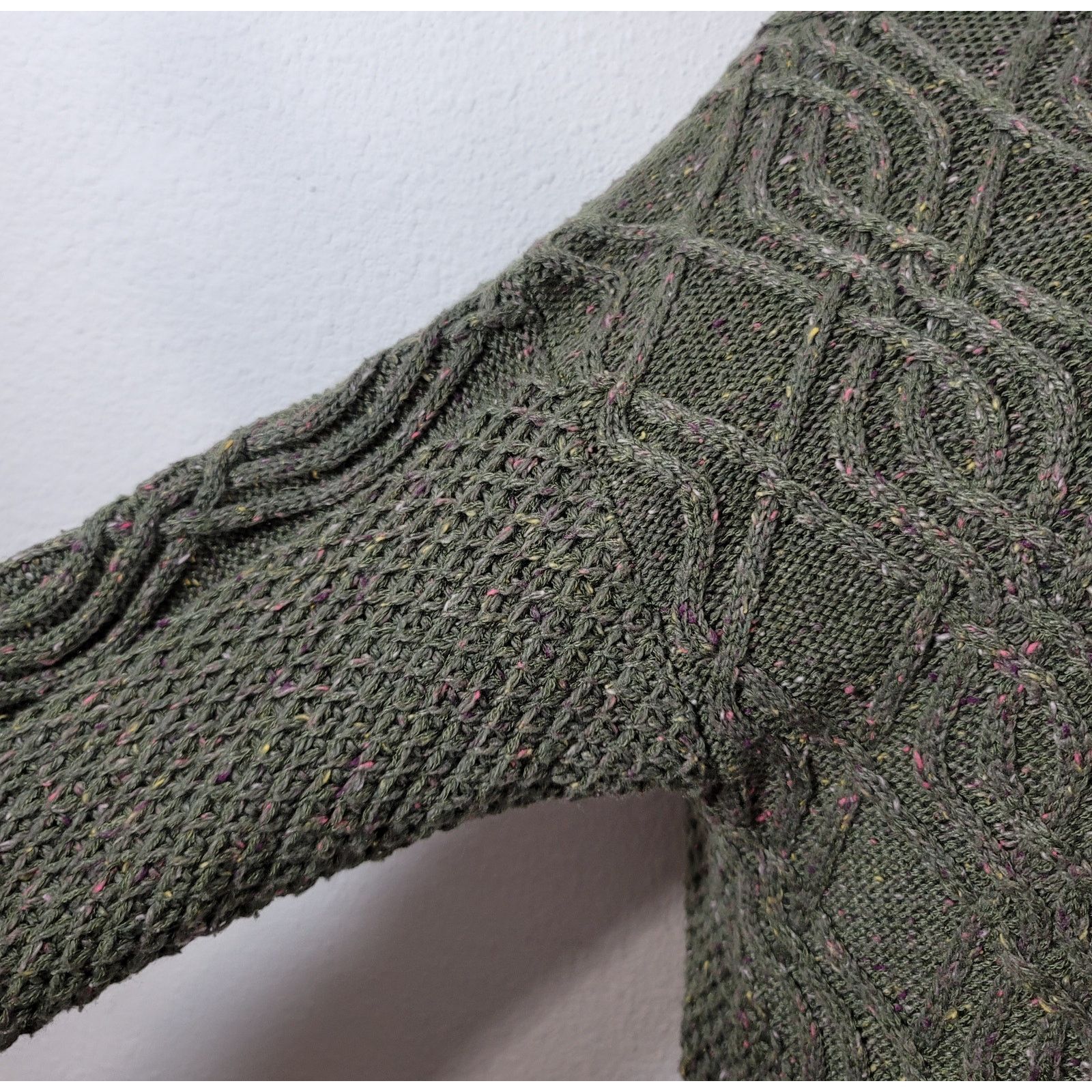 Other Time And Tru Green Olive Branch Cable Knit Sweater Large Size L / US 10 / IT 46 - 6 Thumbnail