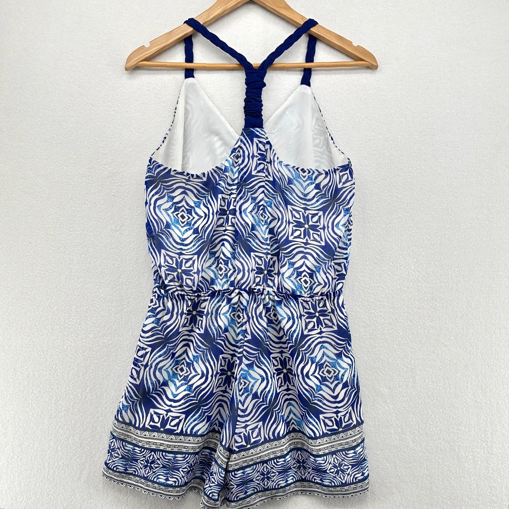 Vintage Adelyn Rae Romper Shorts Racerback Blue Drawstring Waist V-Neck Womens XS Size 26" / US 2 / IT 38 - 5 Thumbnail