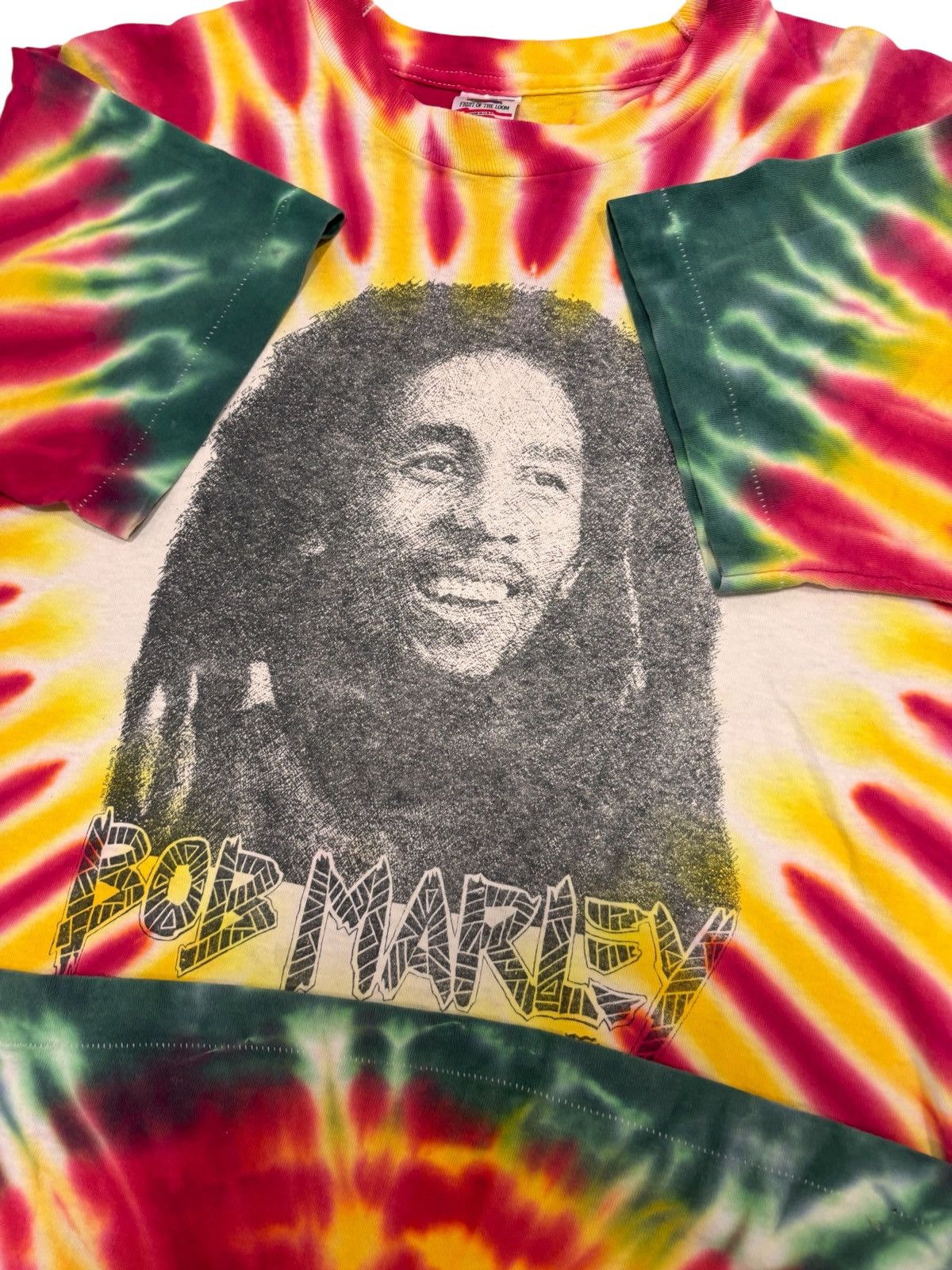 Fruit Of The Loom Vintage 1990 Bob Marley Tie Dye Tuff Gong Rap Size US L / EU 52-54 / 3 - 11 Thumbnail