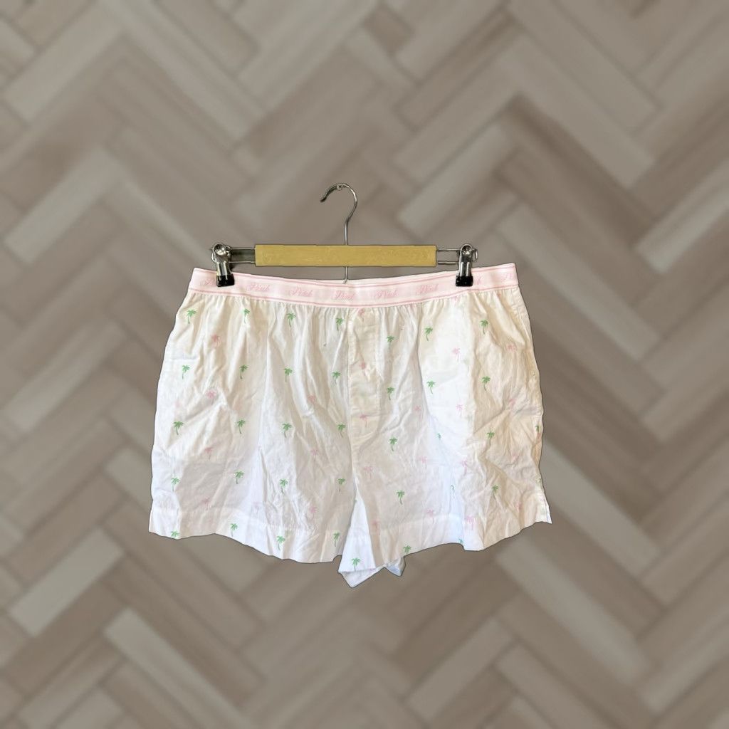 Pinko Pink Womens Boxer Shorts Sleep White Palm Tree Pattern XL NWT Size 40" / US 18 - 1 Thumbnail