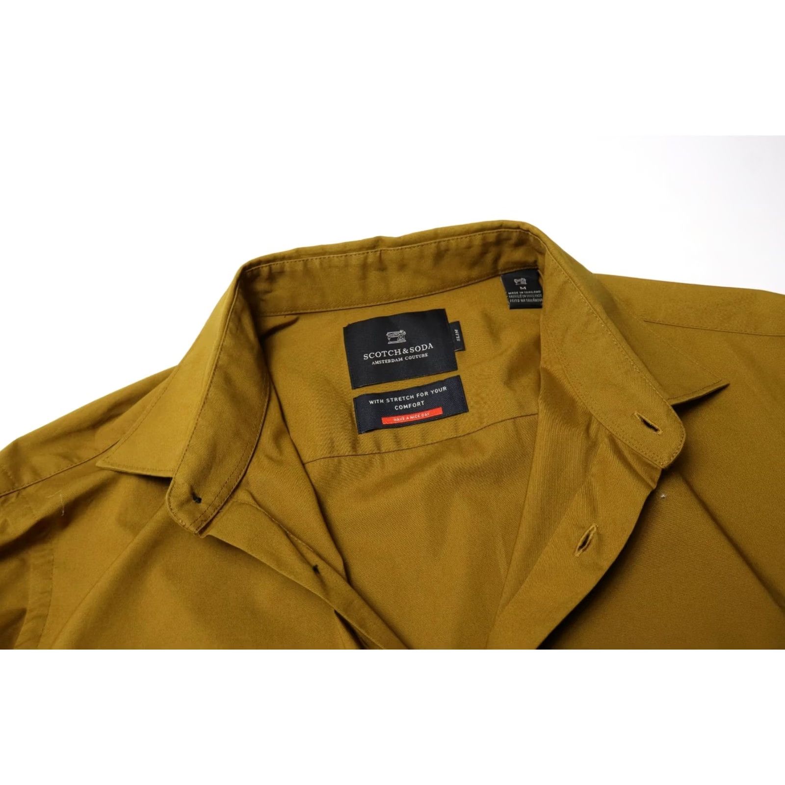 Scotch & Soda SCOTCH & SODA Shirt Men MEDIUM Mustard Button Up Collared Long Sleeve Stretch Size US M / EU 48-50 / 2 - 4 Thumbnail