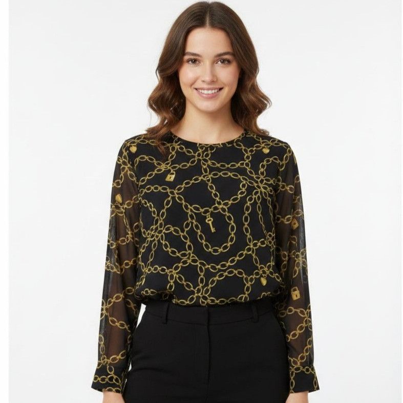 Banana Republic Banana Republic Women Black Long Sleeve Sheer Blouse size XS Size XS / US 0-2 / IT 36-38 - 1 Thumbnail