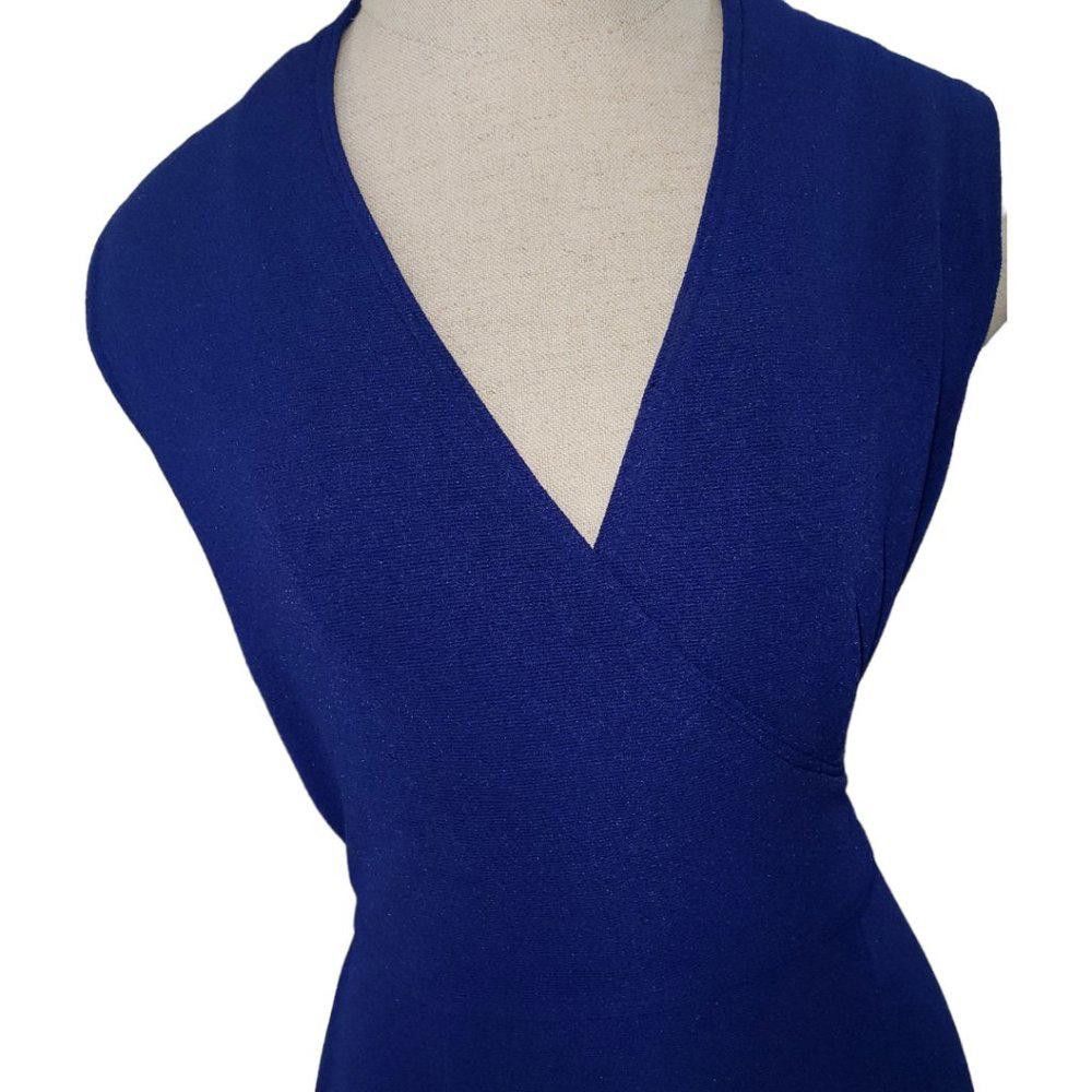 Designer CT500 Dawn Joy Royal Blue Sleeveless Faux wrap Dress S Size S / US 4 / IT 40 - 2 Thumbnail