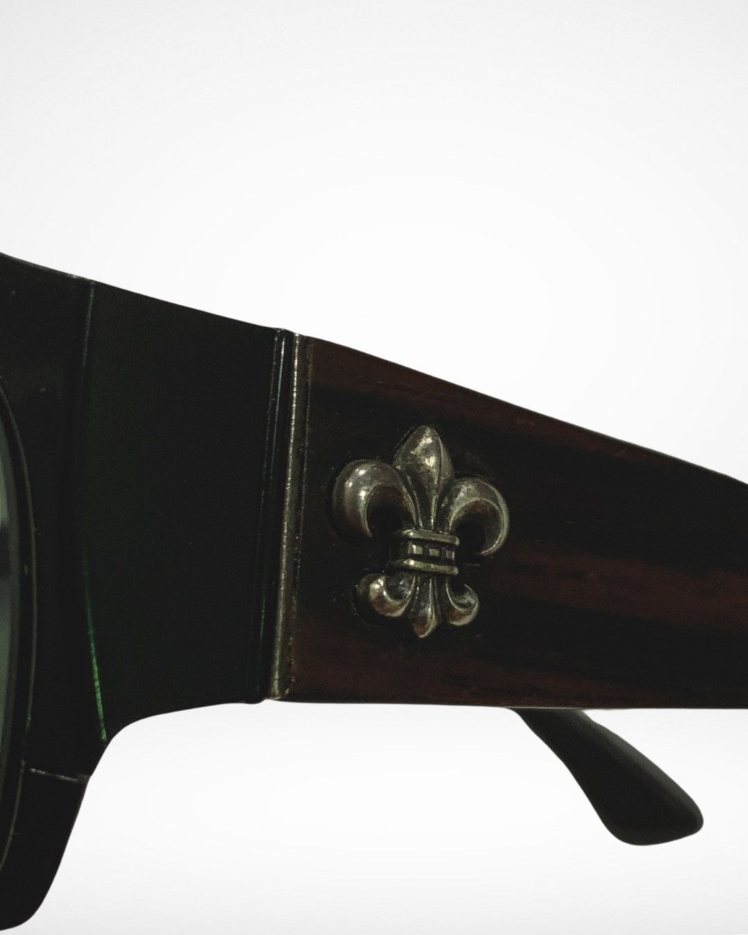 Chrome Hearts 1990s Rear End Wood Frame Fleur De Lis Silver Sunglasses Size ONE SIZE - 5 Thumbnail