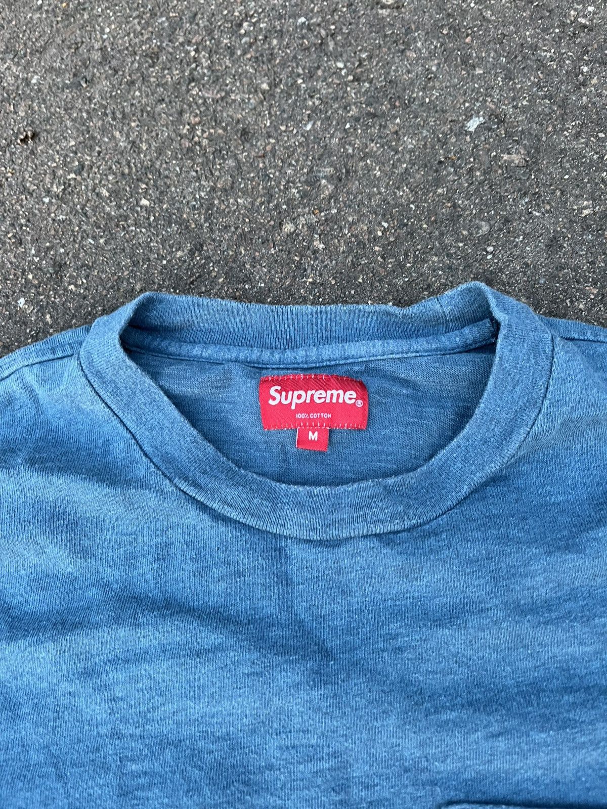 Supreme 💄SUPREME BASIC POCKET BLUE LONG SLEEVE TEE Size US M / EU 48-50 / 2 - 3 Thumbnail