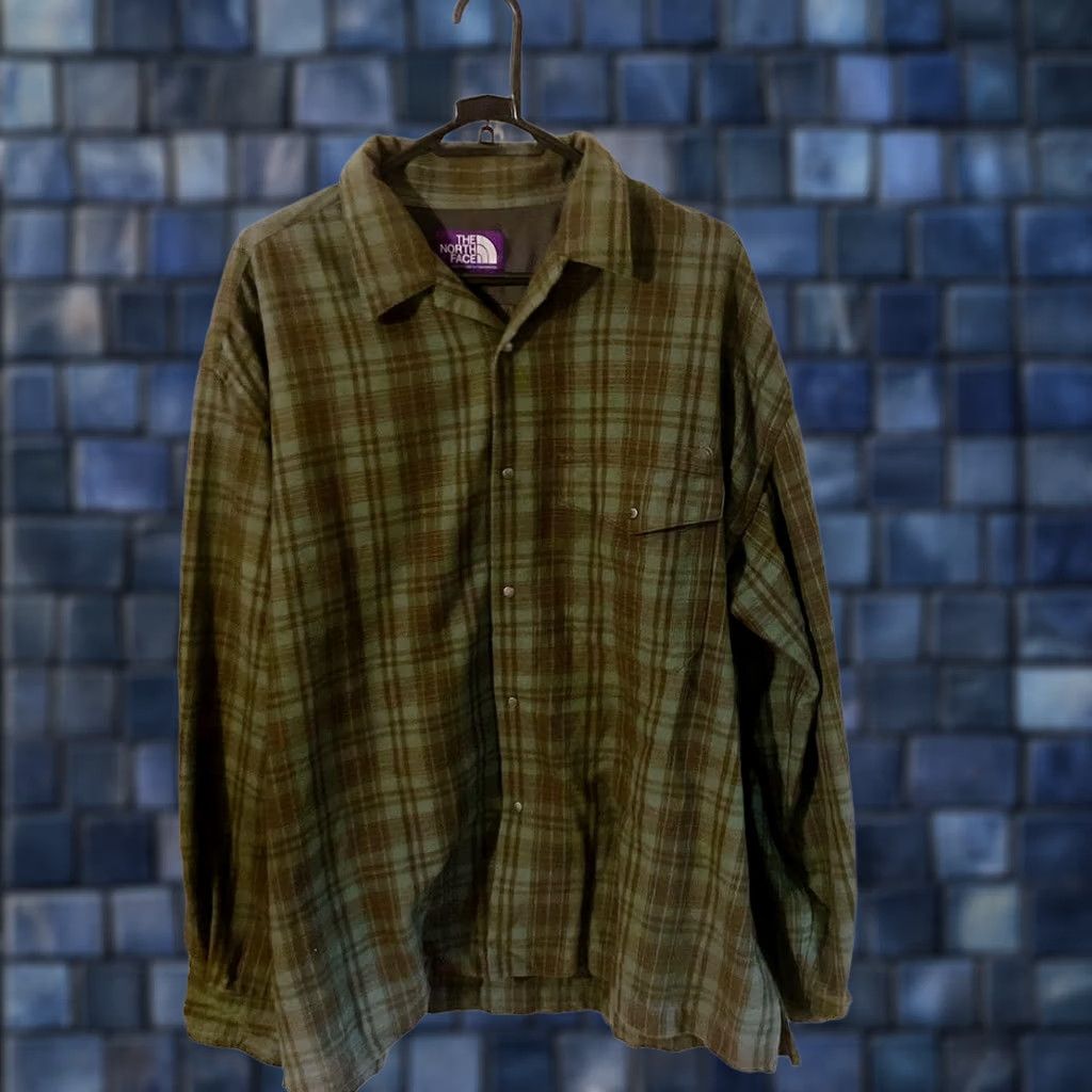 The North Face Purple Label THE NORTH FACE PURPLE LABEL Shirt XL Green Plaid Button-Up Long Sleeve Mens Regular Casual 75cm 65cm Japan Cotton Polyester Size US XL / EU 56 / 4 - 1 Thumbnail