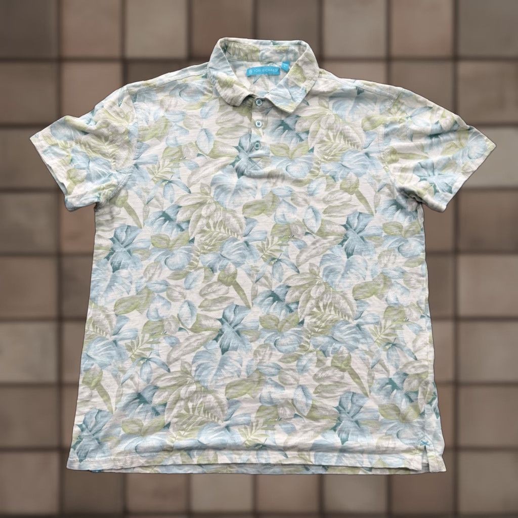Tori Richard Tori Richard Polo Shirt Men L Cotton Tropical Palm Leaf Print Vacation Multicolor Floral Short Sleeve Button-Up Size US L / EU 52-54 / 3 - 1 Thumbnail