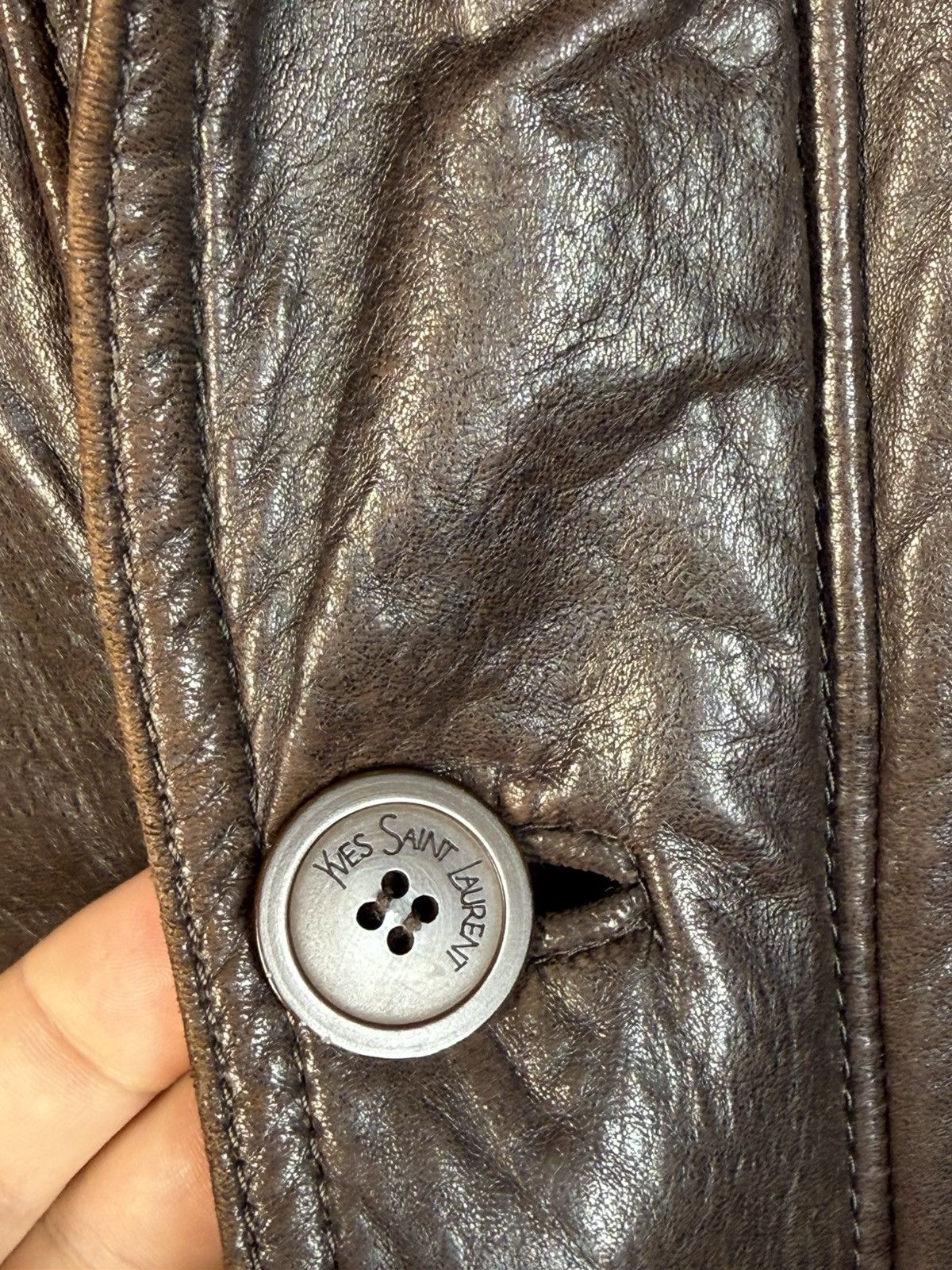 Yves Saint Laurent 90s Napa Leather YSL Jacket Soft Brown Warm Coat Long Size US L / EU 52-54 / 3 - 7 Thumbnail