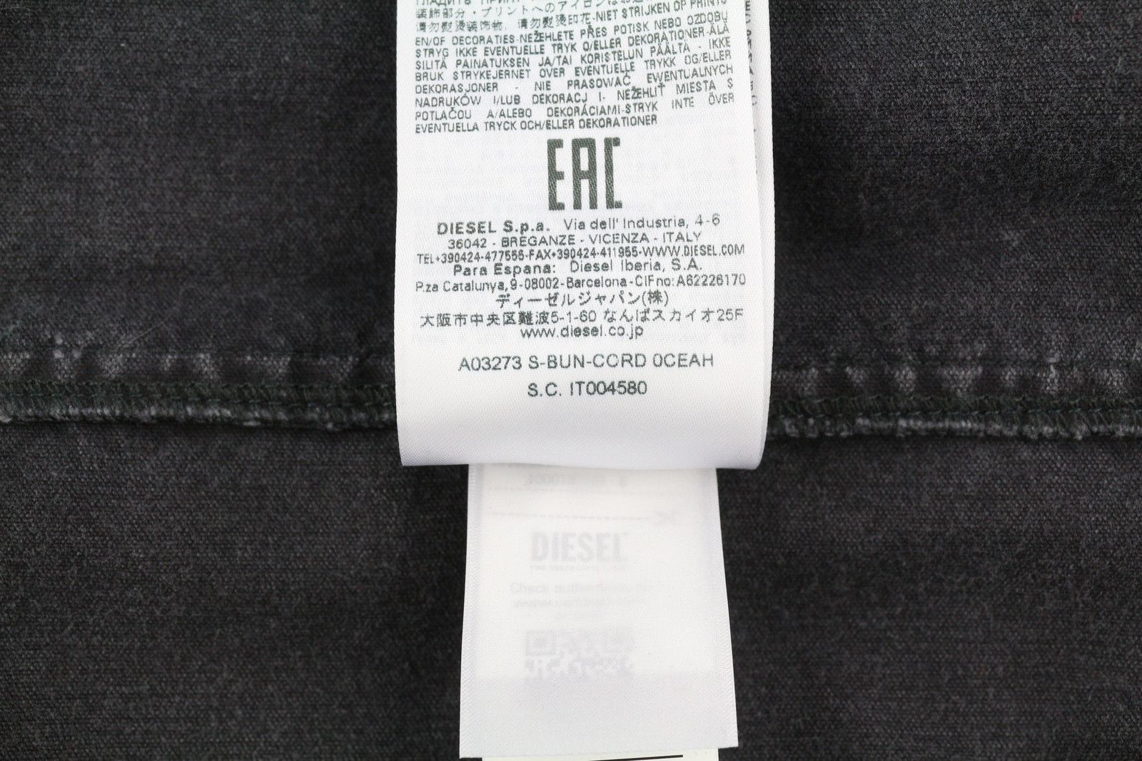 Diesel S-BUN-CORD L Washed Black Corduroy Snap Shirt 41004 Size US L / EU 52-54 / 3 - 9 Thumbnail