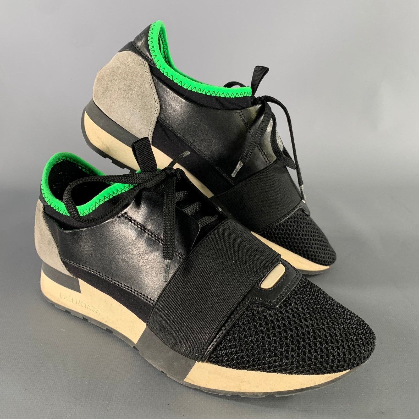 Balenciaga BALENCIAGA Size 7 Black Green Mixed Patterns Runner Sneakers Size US 7 / IT 37 - 1 Thumbnail