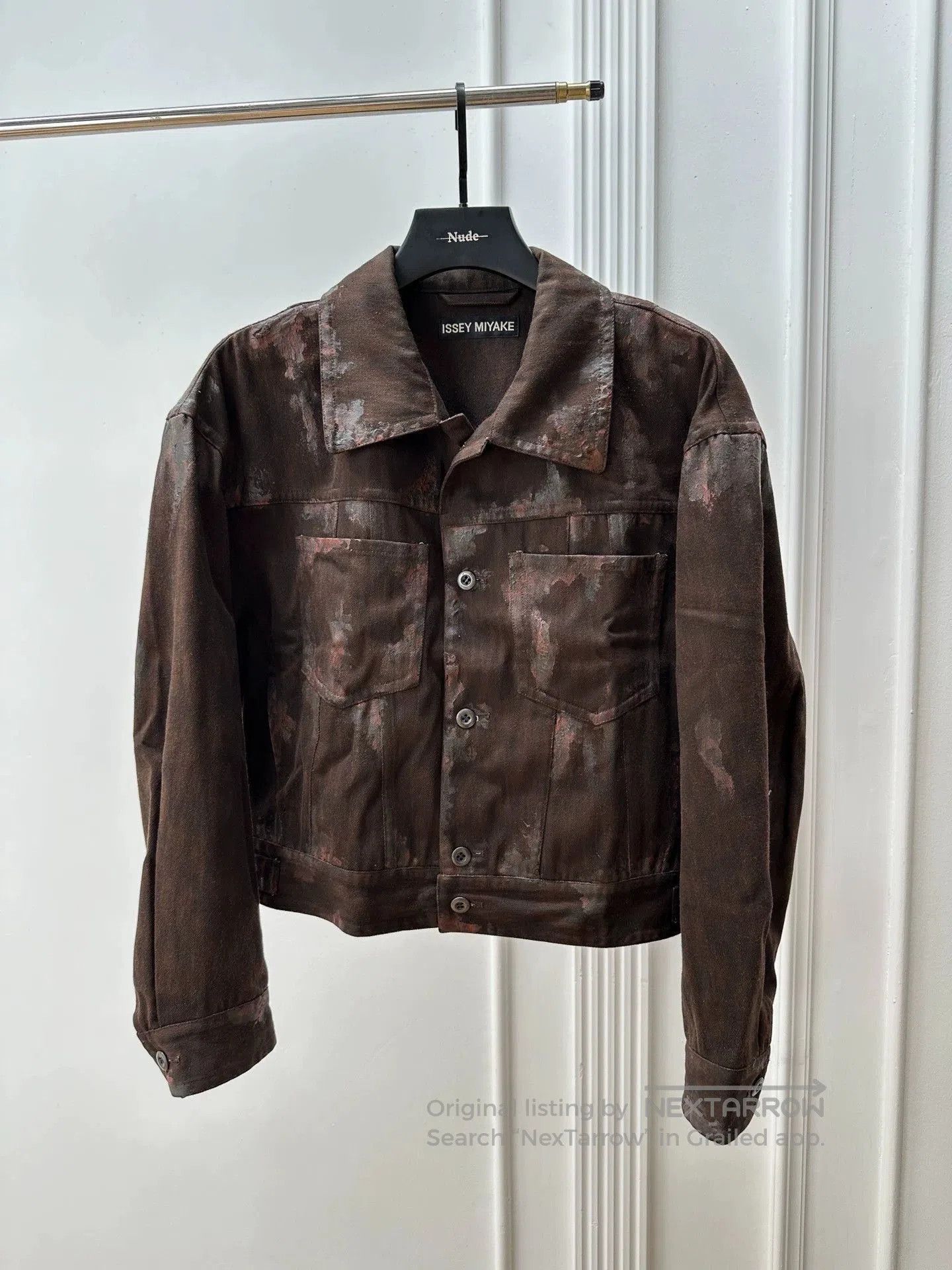 Issey Miyake Brown Painted Effect Button. Size US M / EU 48-50 / 2 - 1 Thumbnail