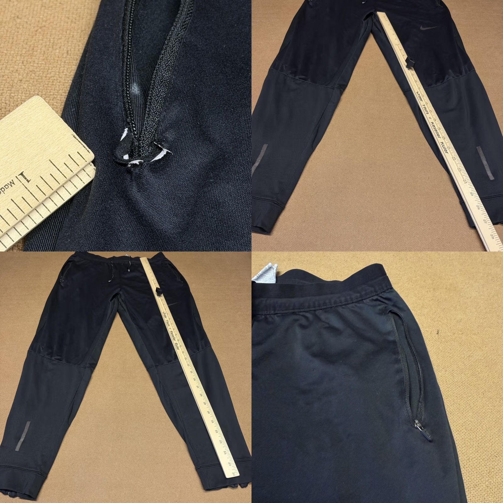 Nike Nike Shield Track Pants Mens Large Black Elastic Waist Reflective Zip Pockets Size US 33 - 8 Thumbnail
