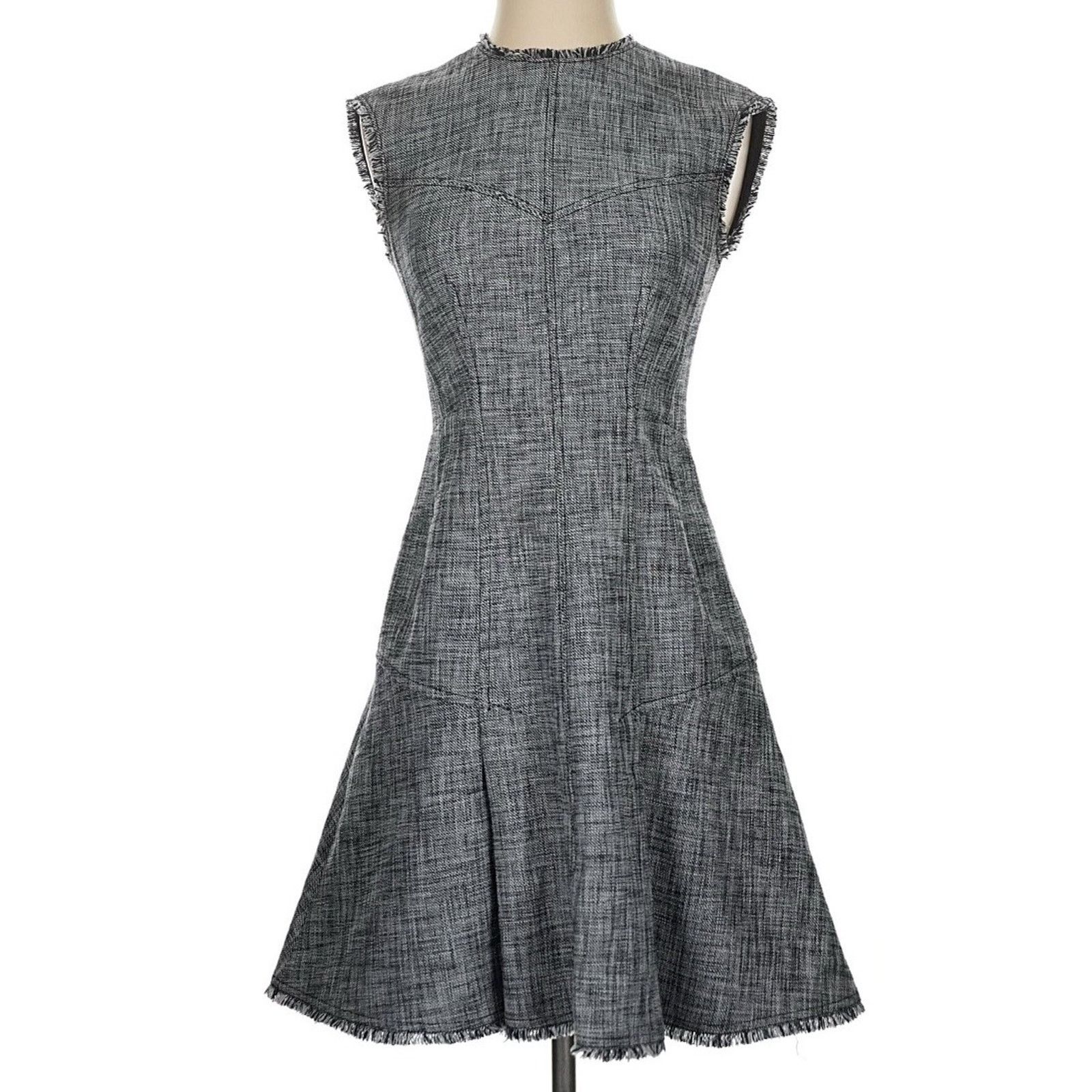 Rebecca Taylor Rebecca Taylor Sleeveless Black/Gray Lined Dress Size 4 Size S / US 4 / IT 40 - 1 Thumbnail