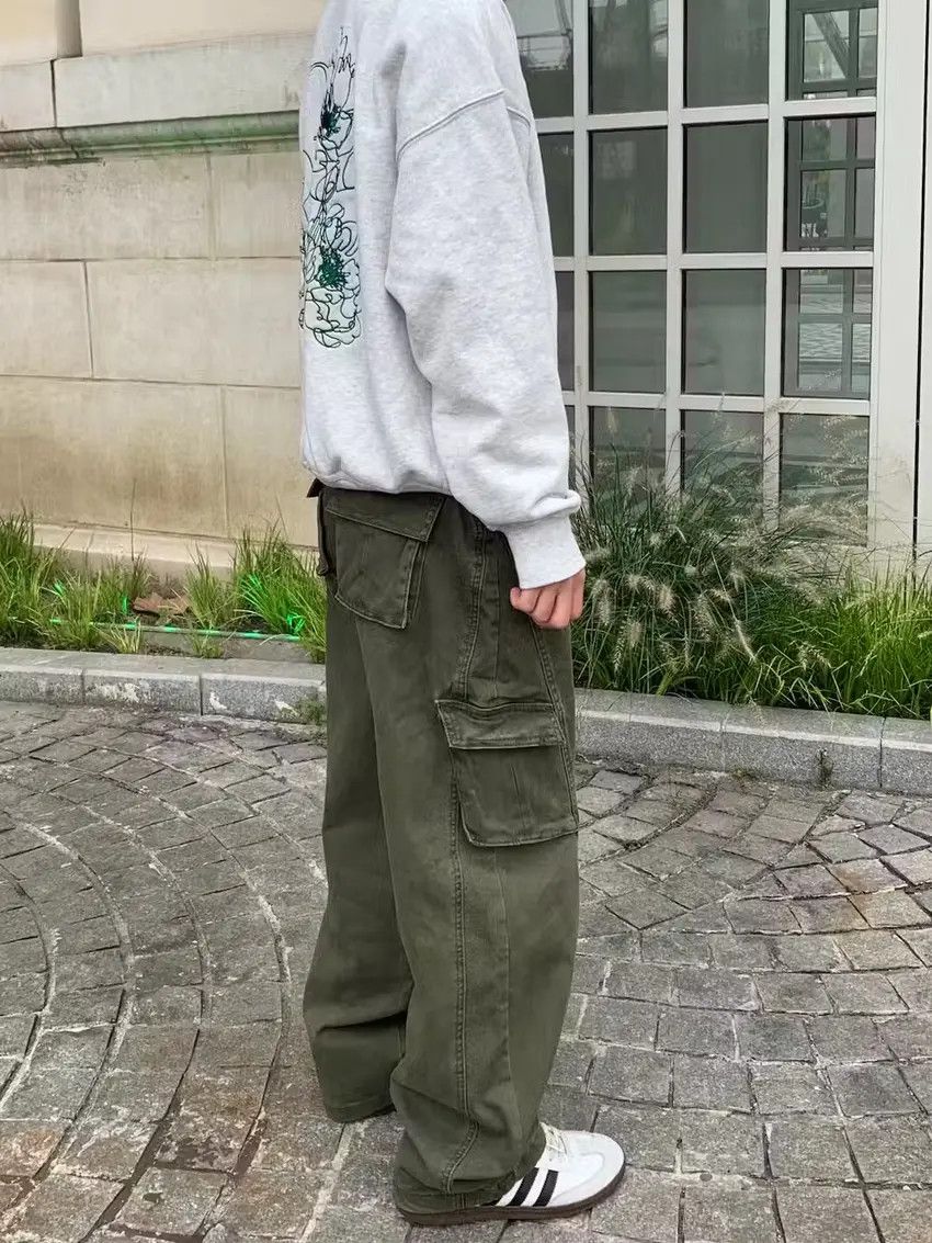 Designer × Japanese Brand Miltary green washed faded utility baggy cargo pants Size US 32 / EU 48 - 5 Thumbnail