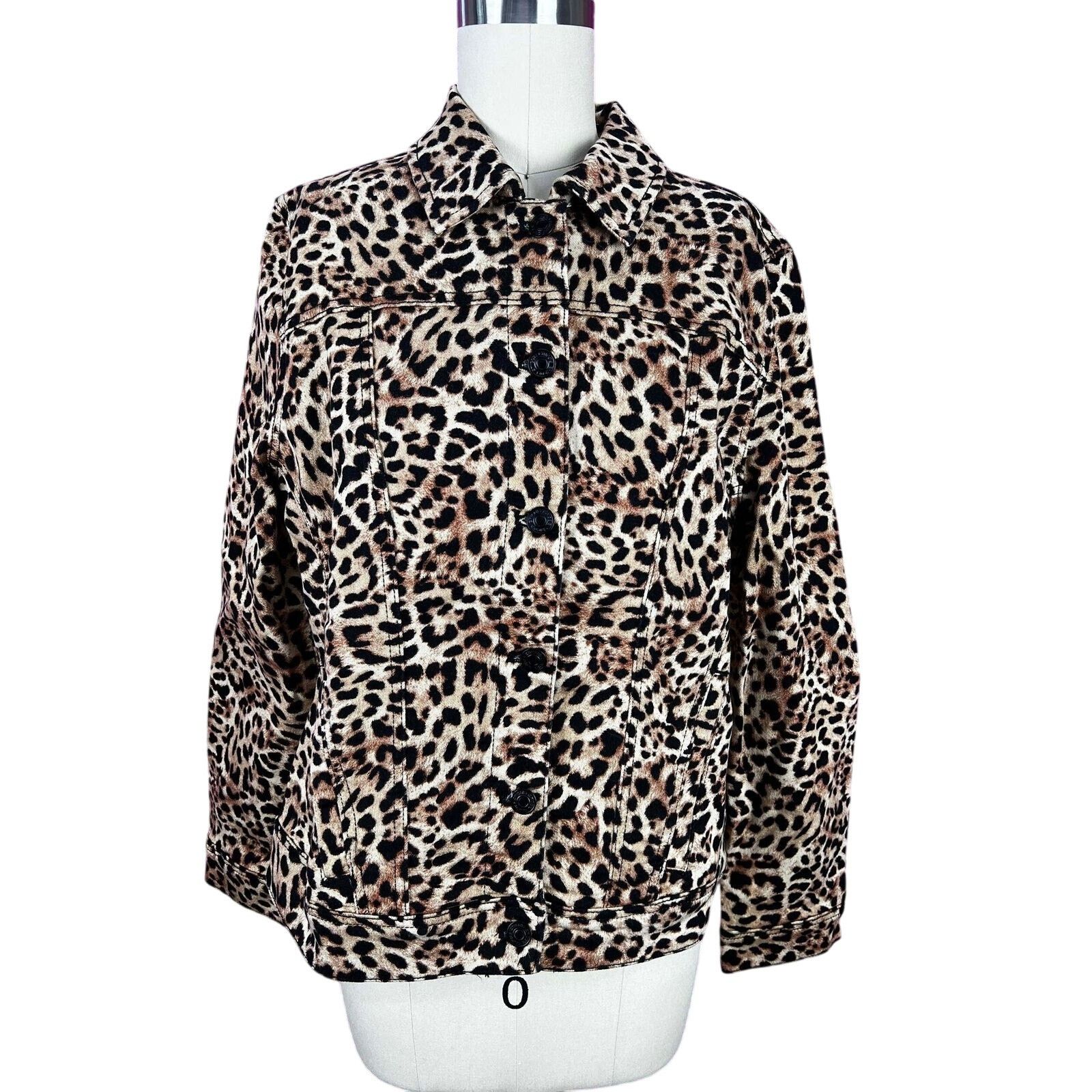 Chicos Chicos Leopard print denim jacket size medium Size M / US 6-8 / IT 42-44 - 1 Thumbnail