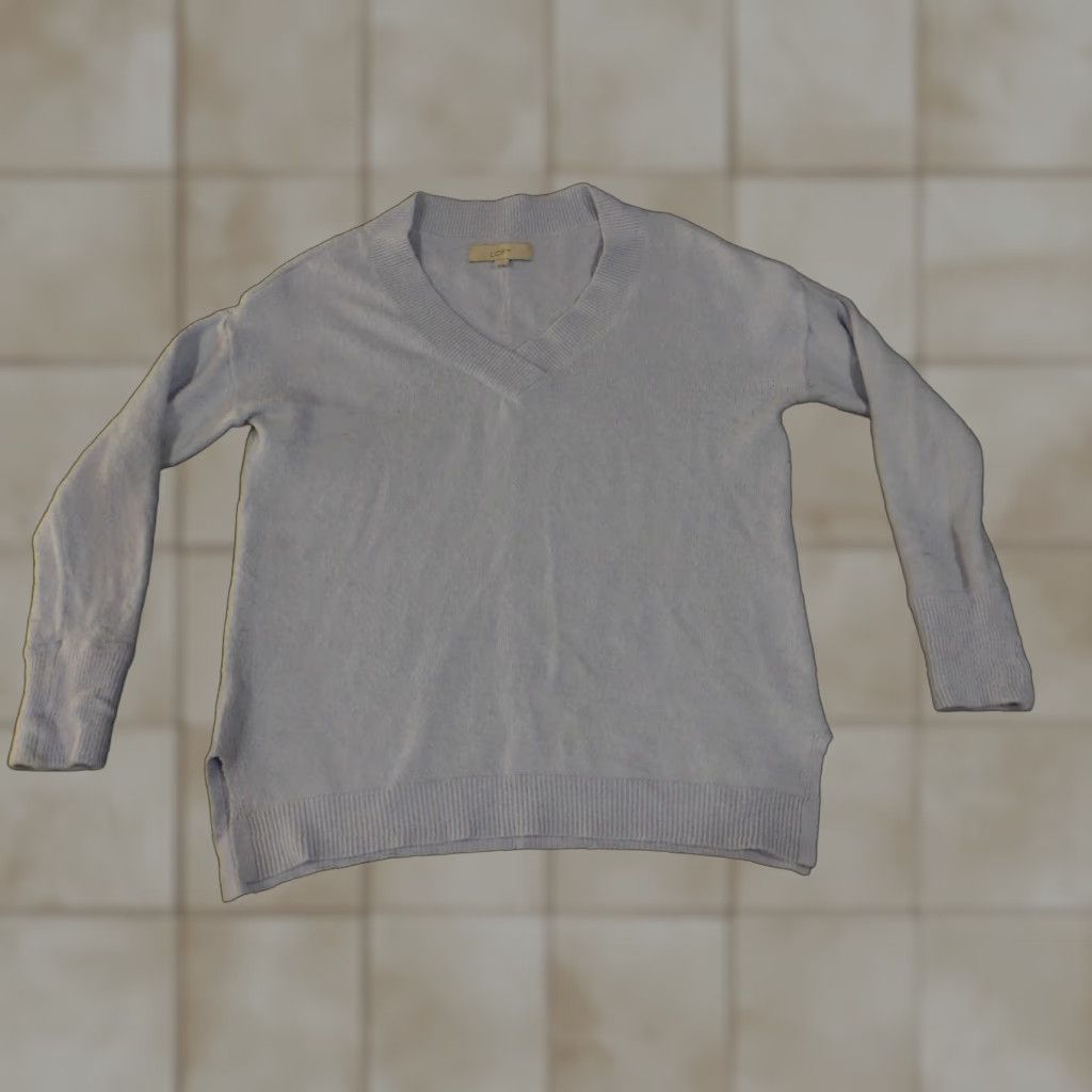 Loft LOFT Sweater Women's Medium Light Blue V-Neck Long Sleeve Knit Pullover Wool Cardigan? Size M / US 6-8 / IT 42-44 - 1 Thumbnail