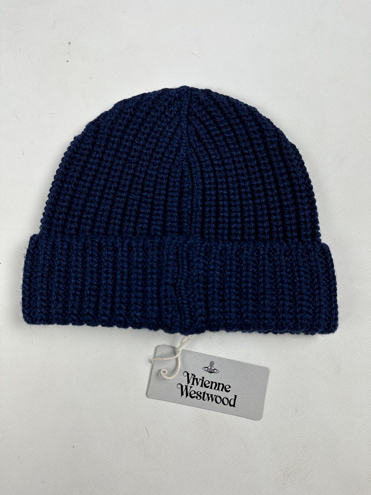 Vivienne Westwood NWT! Vivienne Westwood Navy Blue Classic Wool Beanie Hat Size ONE SIZE - 2 Thumbnail