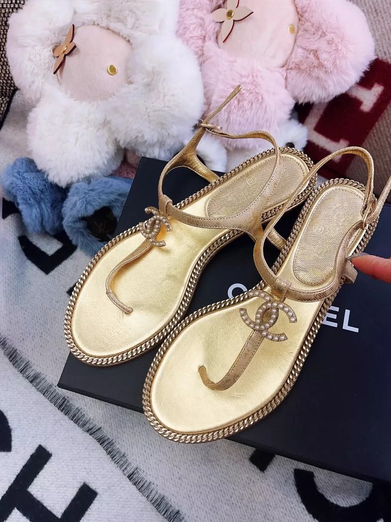 Chanel Chanel Gold chain sandals clip sandals Size US 5.5 / IT 35.5 - 2 Thumbnail