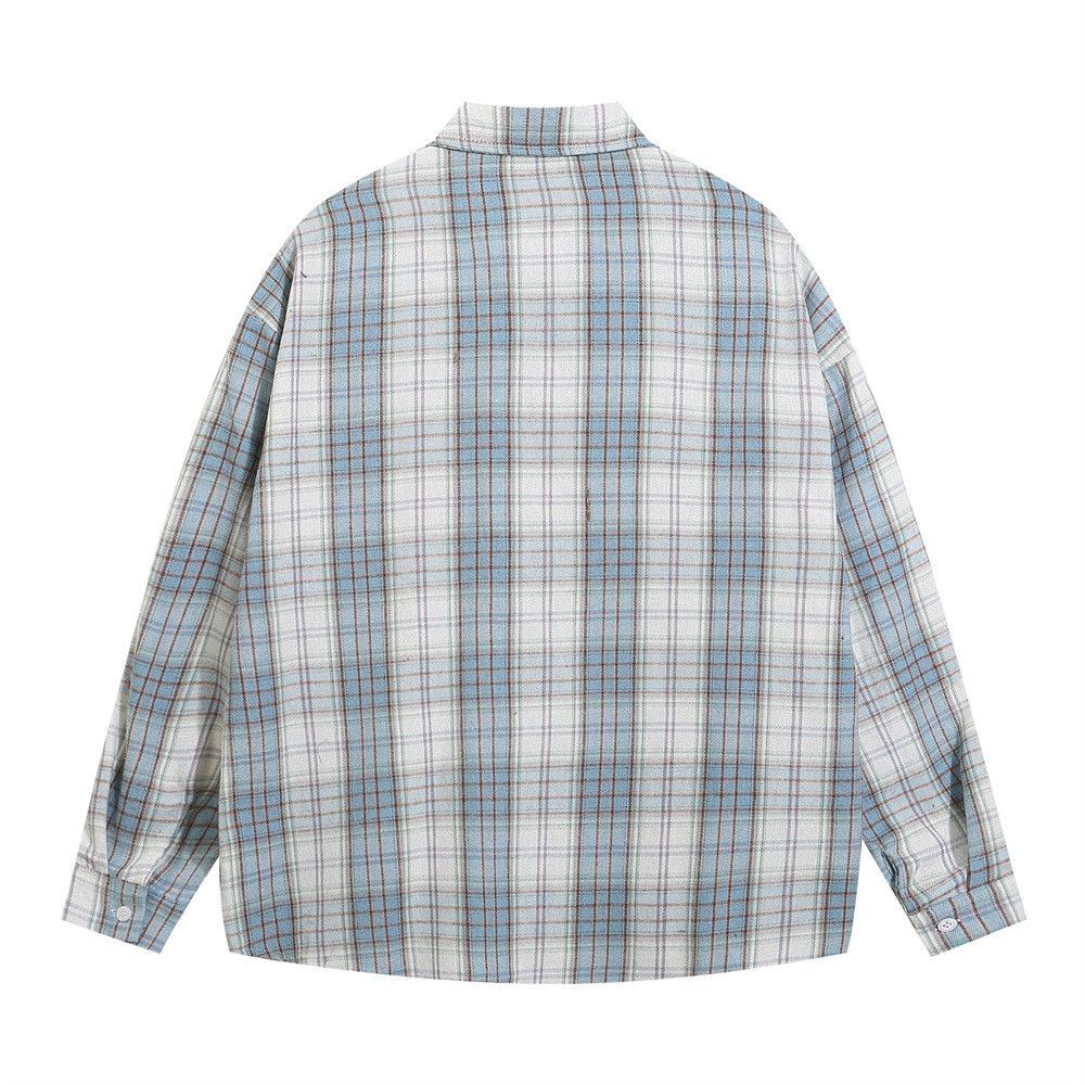 Japanese Brand × Vintage Men's Japanese casual lapel loose plaid long-sleeved shirt Size US M / EU 48-50 / 2 - 2 Thumbnail