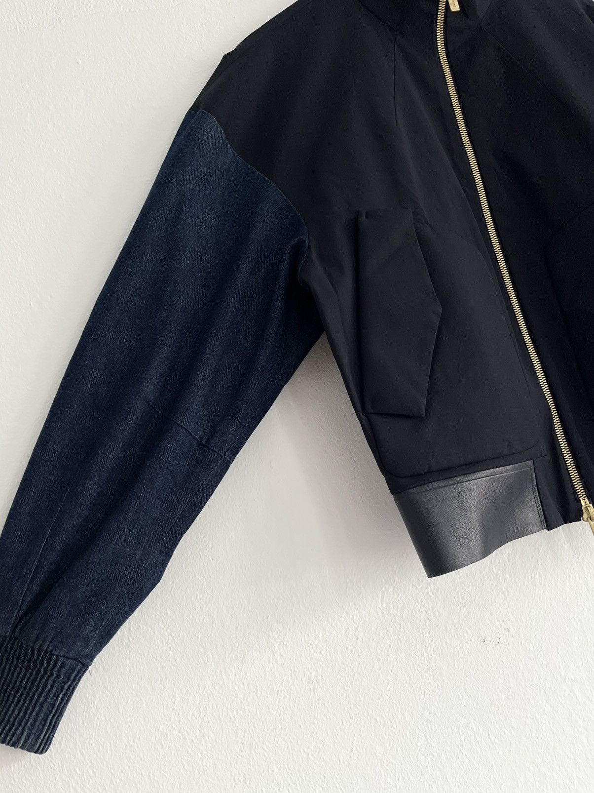 Juun.J Juun.J Leather Accented Navy Bomber Jacket Avant Garde Size US S / EU 44-46 / 1 - 3 Thumbnail