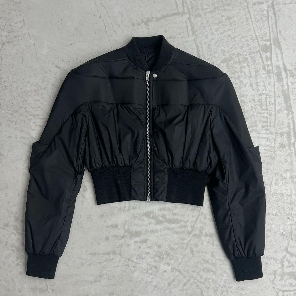 image of Rick Owens Ss23 Woven Padded Girdered Geth Bomber Jacket in Black, Men's (Size Medium)