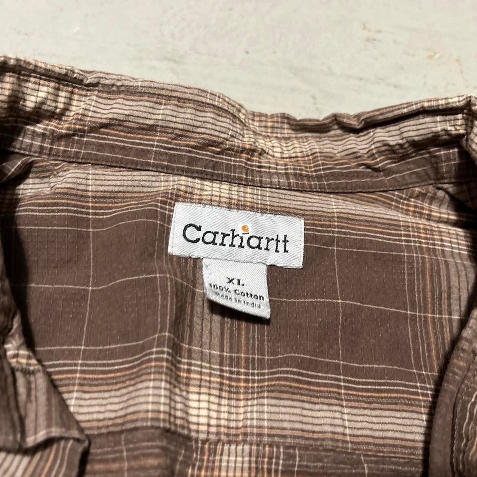 Carhartt **Carhartt Men's Brown Plaid Short Sleeve Shirt** Size US XL / EU 56 / 4 - 3 Thumbnail