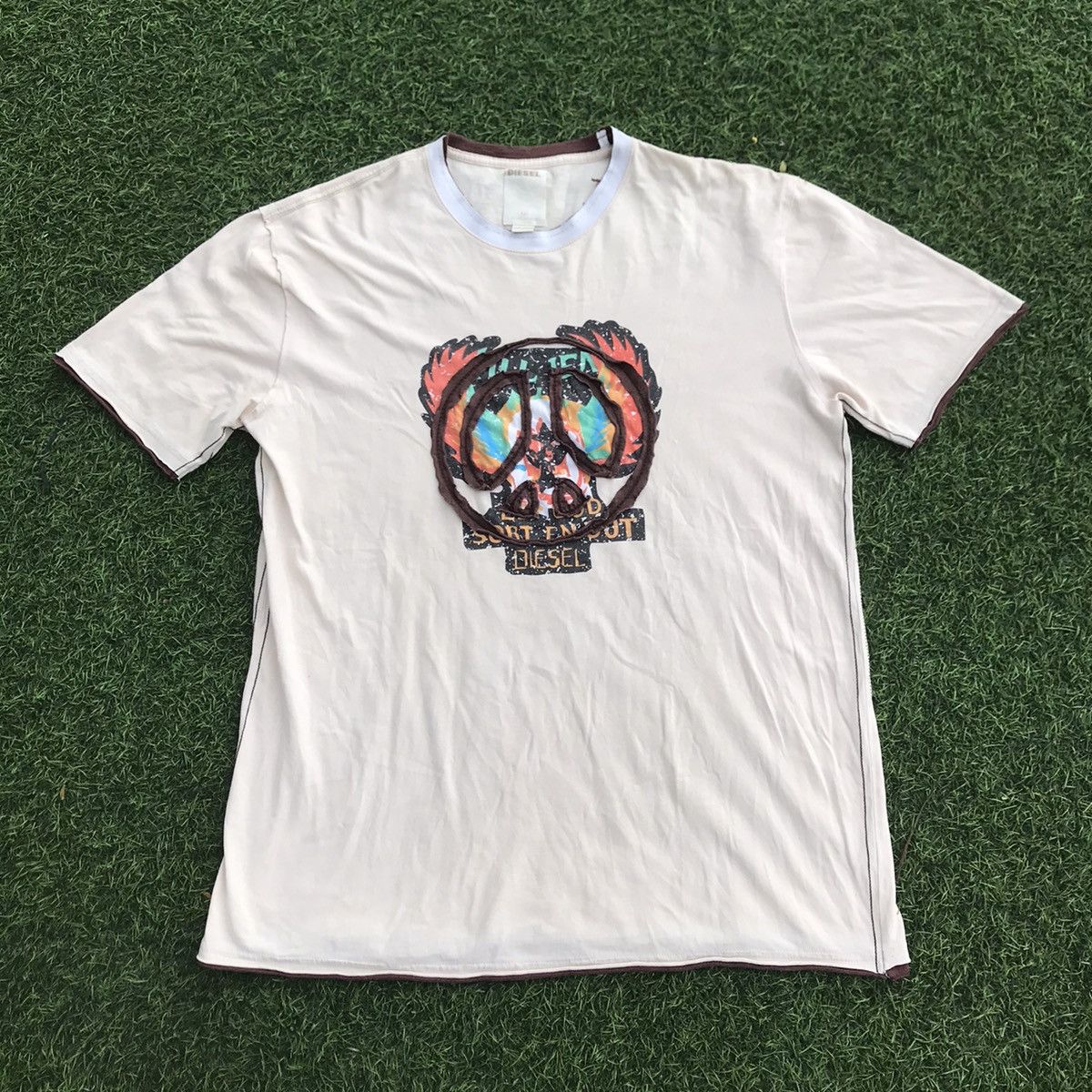 Diesel × Vintage Vintage Diesel Tshirt tee smiley logo acid house peace Cream Size US XL / EU 56 / 4 - 7 Thumbnail