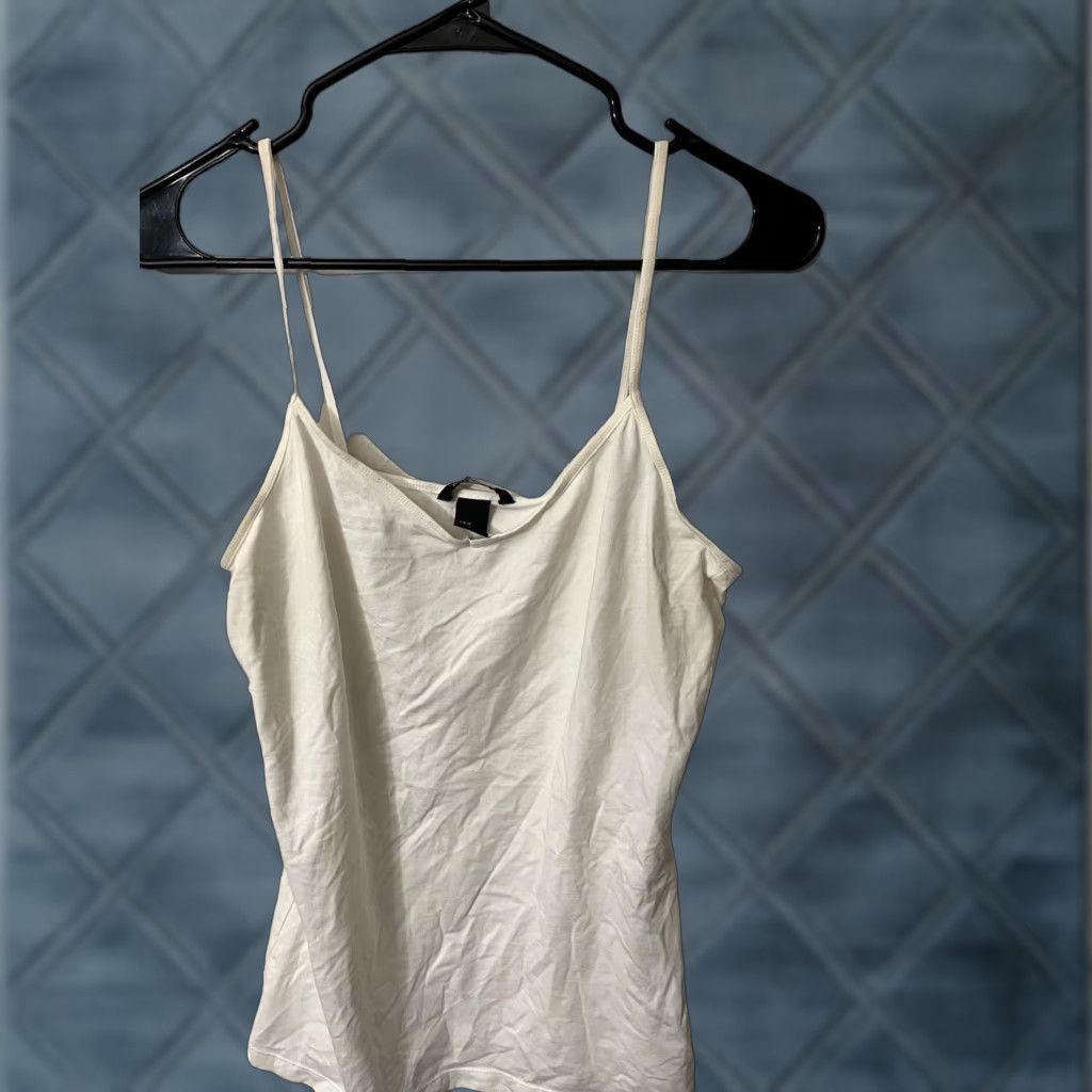 H&M H&M Basic White Women’s Tank Top, Medium, Solid, Spaghetti Strap Size M / US 6-8 / IT 42-44 - 1 Thumbnail