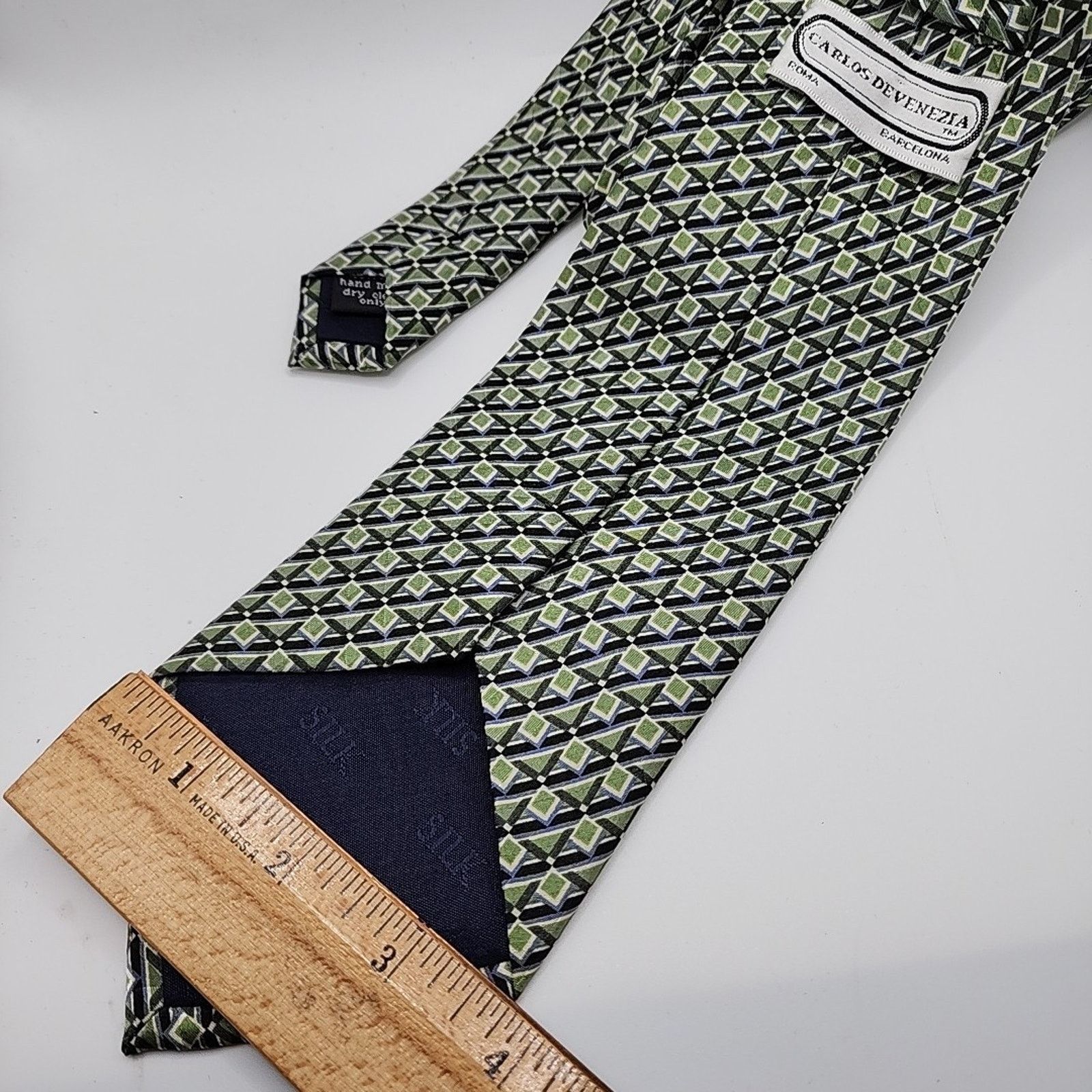 Other Carlos Devenezia Green Geometric Silk Necktie - Like New Size ONE SIZE - 2 Thumbnail