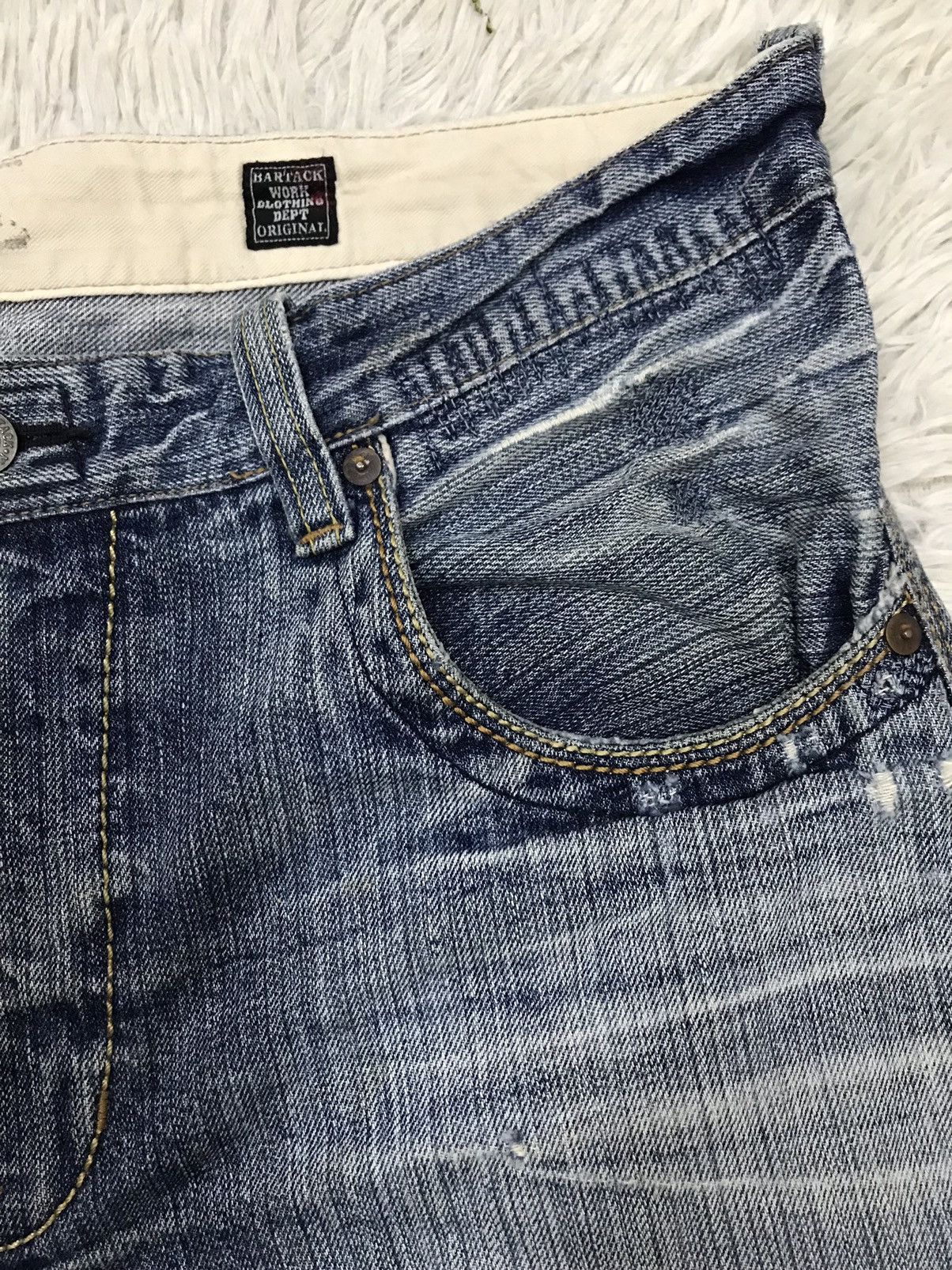 If Six Was Nine Vintage Bartack Work Clothing Distressed Denim Jeans Size US 34 / EU 50 - 9 Thumbnail