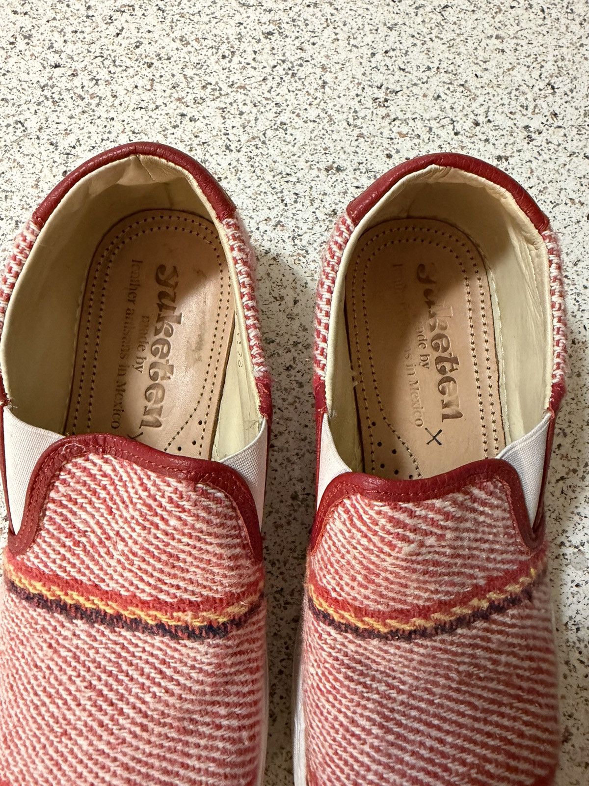 Yuketen Red Multicolor Woven Slip On Sneakers Size US 10.5 / EU 43-44 - 4 Thumbnail