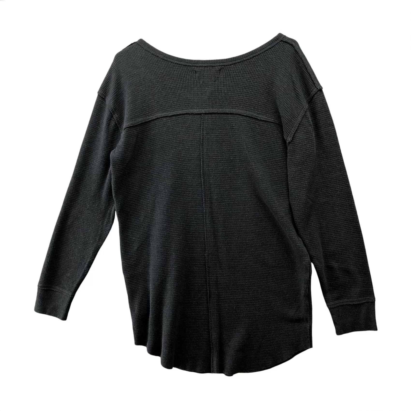 TNA TNA Aritzia Henley T Shirt Womens S Black Long Sleeve Round Neck Button Relaxed Size S / US 4 / IT 40 - 2 Thumbnail