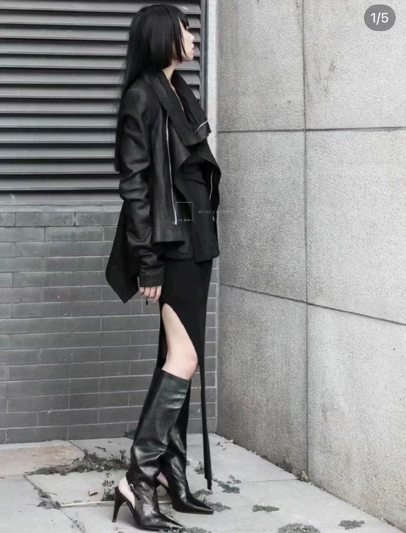 Rick Owens Rick Owens Suede dovetail stand-up collar motorcycle jacket Size US S / EU 44-46 / 1 - 6 Thumbnail