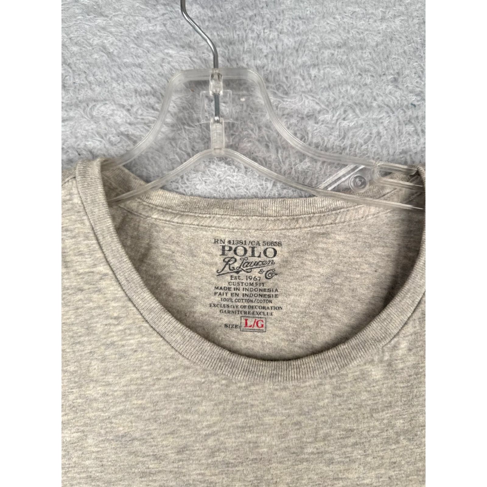 Ralph Lauren Ralph Lauren Shirt Men Large Gray Crew Neck Short Sleeve Solid Logo All Seasons Mens Size US L / EU 52-54 / 3 - 7 Thumbnail