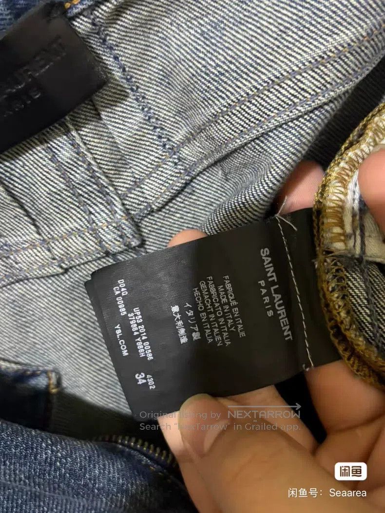 Saint Laurent Paris Saint Laurent Paris Blue Destroyed Washed Stitched Ripped Size US 34 / EU 50 - 5 Thumbnail