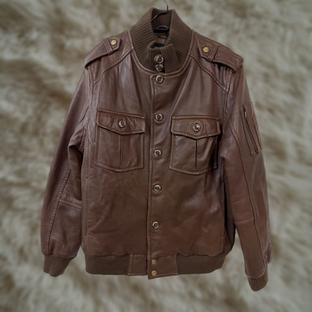Rocawear Rocawear Leather Bomber Jacket Mens XL Brown Zip Quilted Lined Coat Size US XL / EU 56 / 4 - 1 Thumbnail