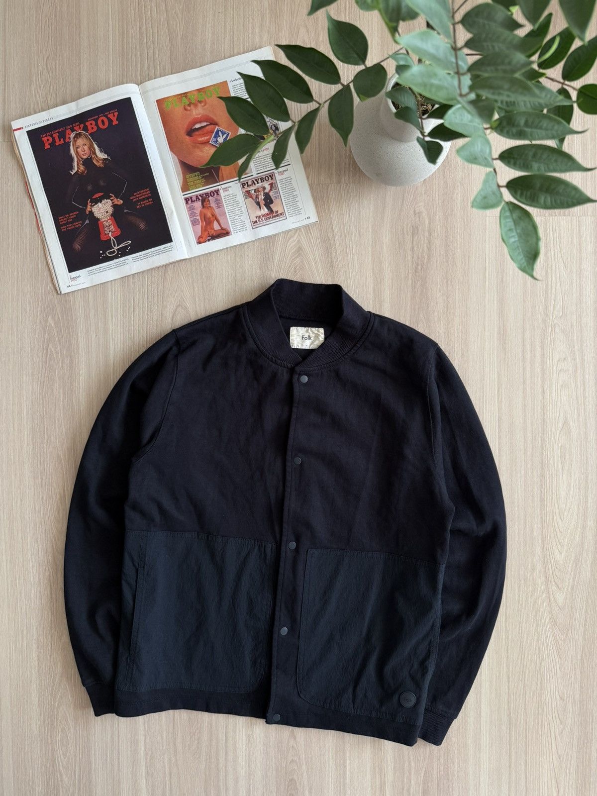 Folk Vintage Folk Signal Half Zip Indigo Bomber Jacket Size US M / EU 48-50 / 2 - 1 Thumbnail