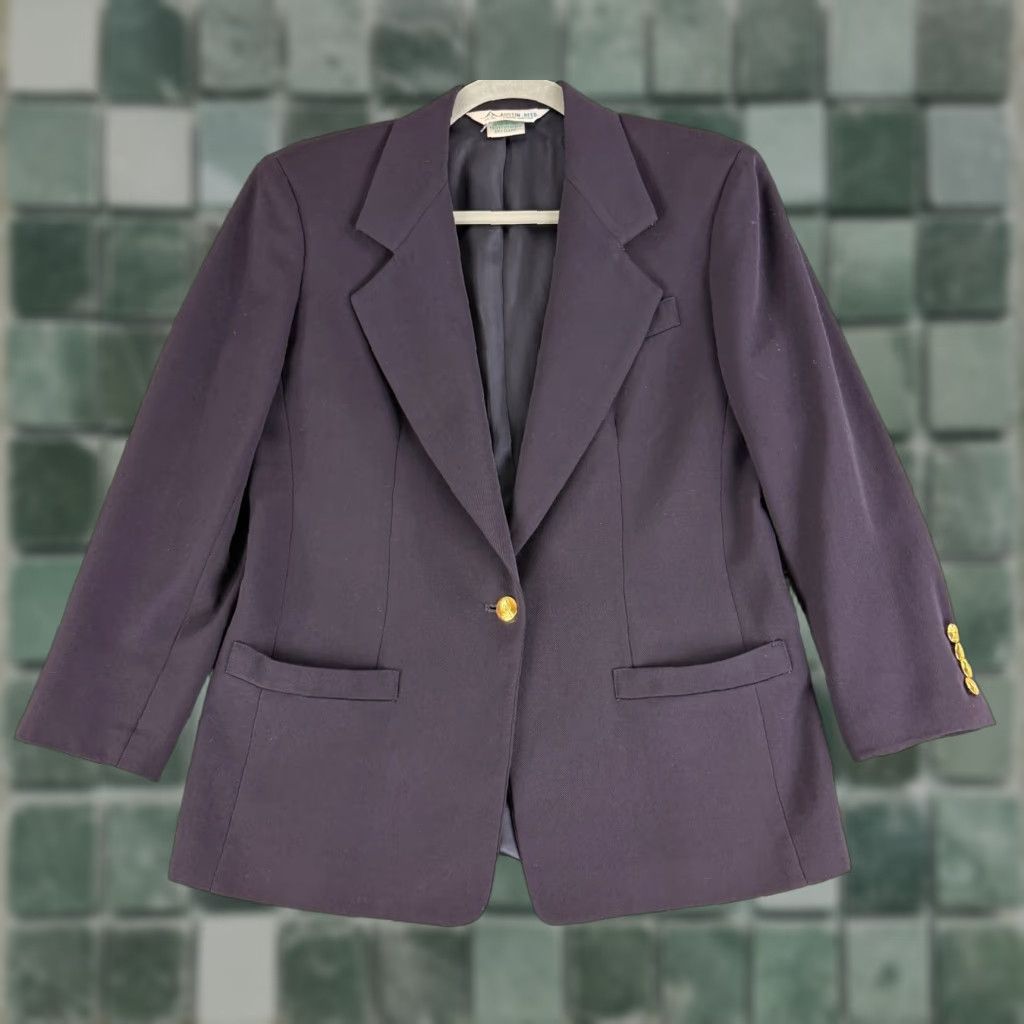 Austin Reed VINTAGE Austin Reed Blazer Jacket Womens Medium Navy Blue Single Breasted 100% Wool VTG Size M / US 6-8 / IT 42-44 - 1 Thumbnail