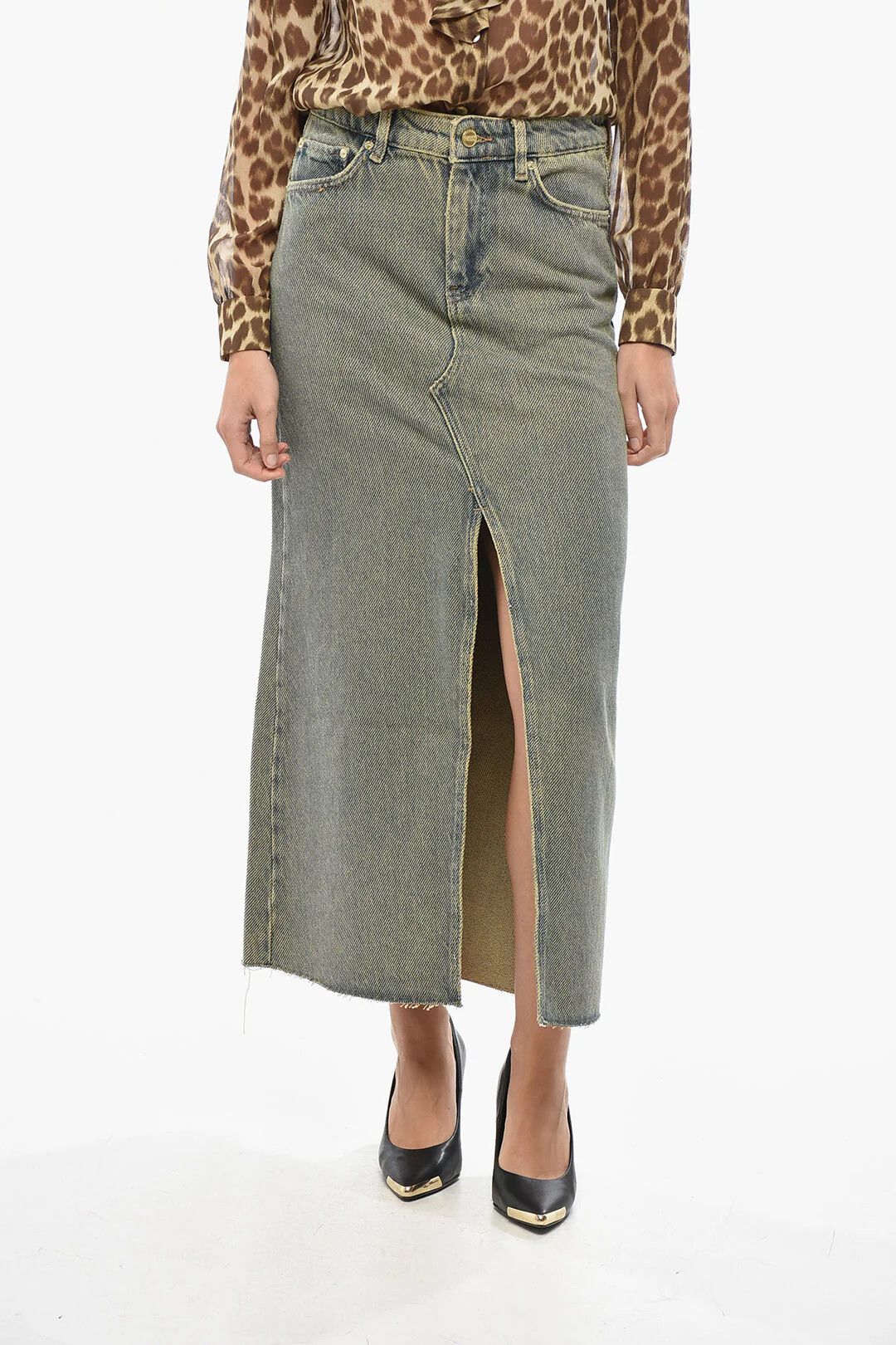 Ganni og1mm0426 Denim Skirt in Beige Size 28" / US 6 / IT 42 - 1 Thumbnail