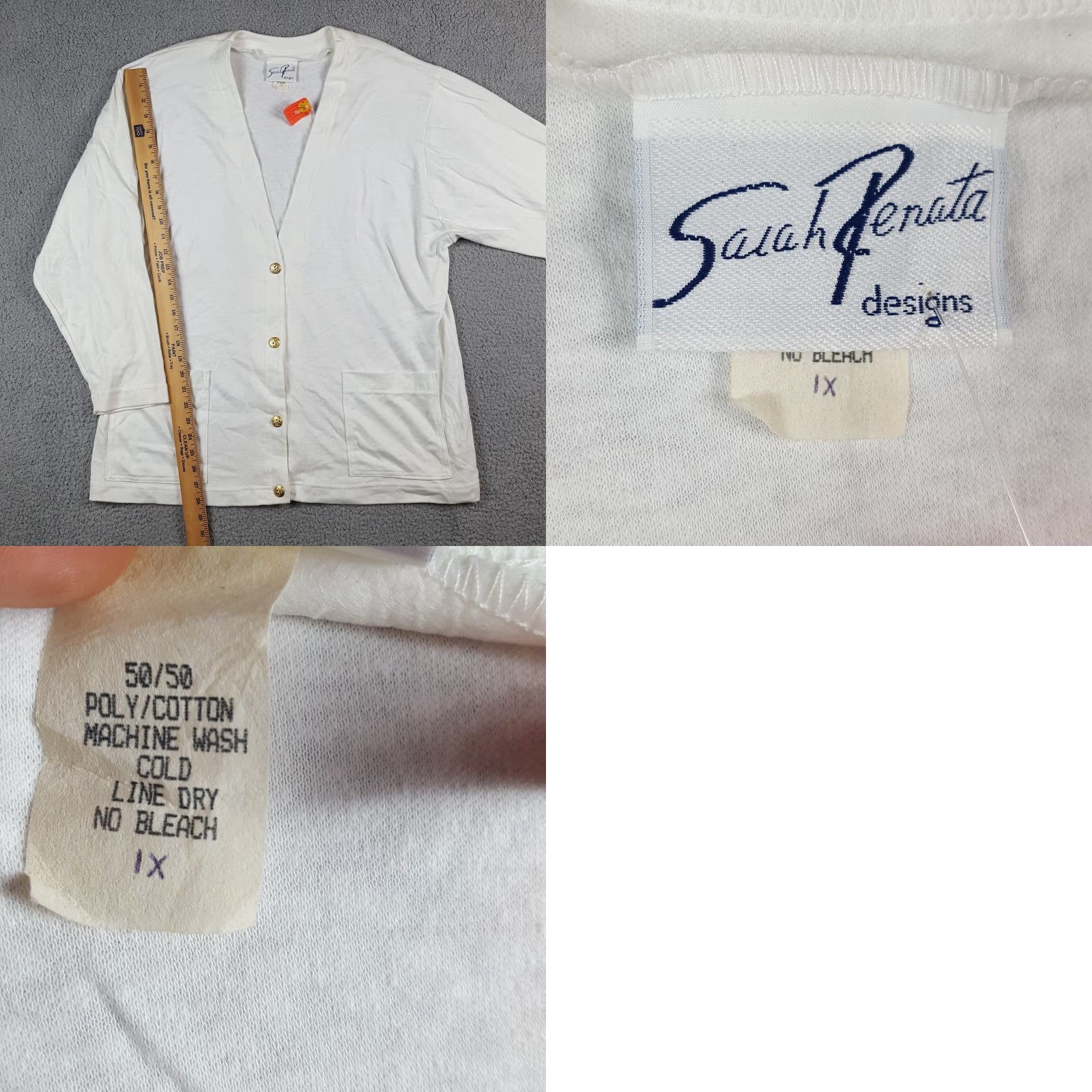 Vintage VINTAGE Y2K Cardigan Sweater Women 1X Oversized Button Knit White 90s Grunge 80s 90s Womens Size XL / US 12-14 / IT 48-50 - 8 Thumbnail