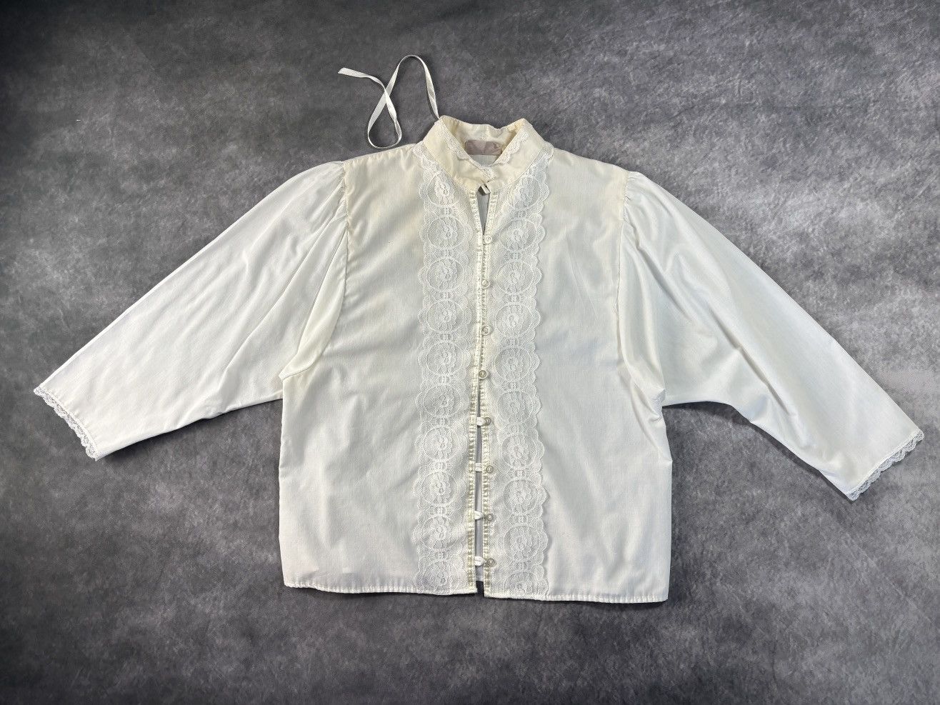 Vintage Lace Trim Victorian Style Vintage Dress Shirt Frilly Elcat Size S / US 4 / IT 40 - 13 Thumbnail