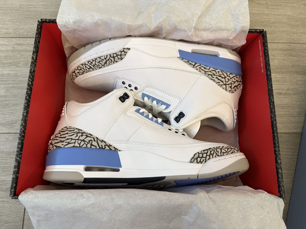 Jordan Brand Air Jordan 3 Retro UNC White Valor Blue Tech Grey Size 12 Size US 12 / EU 45 - 3 Thumbnail